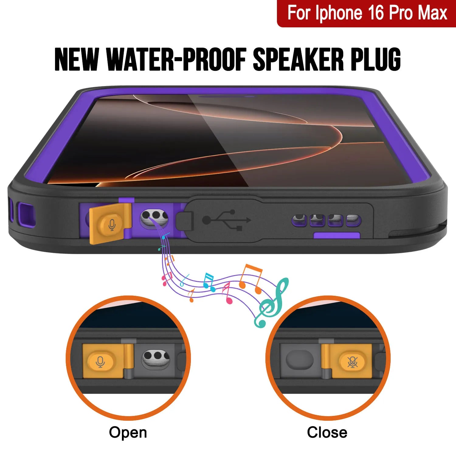 iPhone 16 Pro Max Waterproof Case, Punkcase [Extreme Series] Armor Cover W/ Built In Screen Protector [Purple]