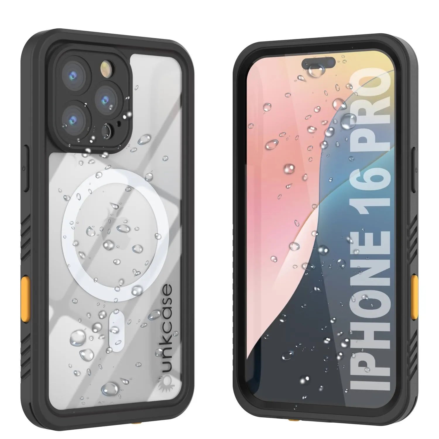 iPhone 16 Pro Waterproof Case, Punkcase [Extreme Mag Series] Armor Cover W/ Built In Screen Protector [Black]