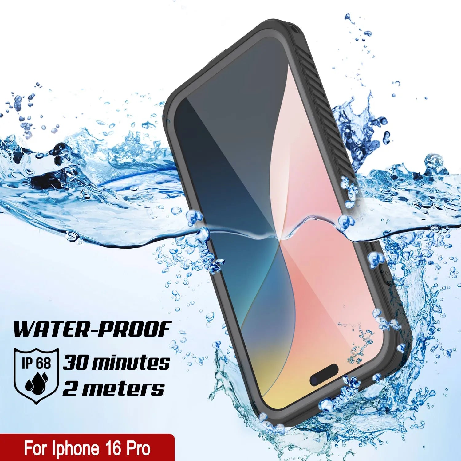 iPhone 16 Pro Waterproof Case, Punkcase [Extreme Mag Series] Armor Cover W/ Built In Screen Protector [Grey]