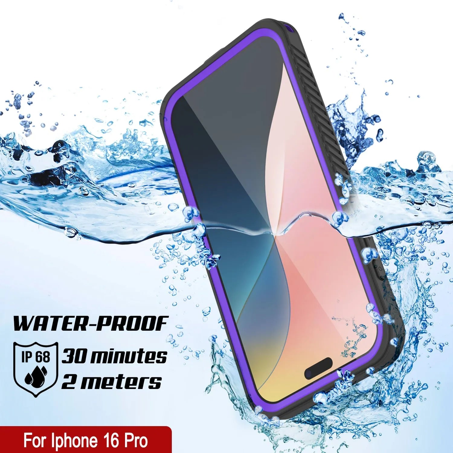 iPhone 16 Pro Waterproof Case, Punkcase [Extreme Mag Series] Armor Cover W/ Built In Screen Protector [Purple]