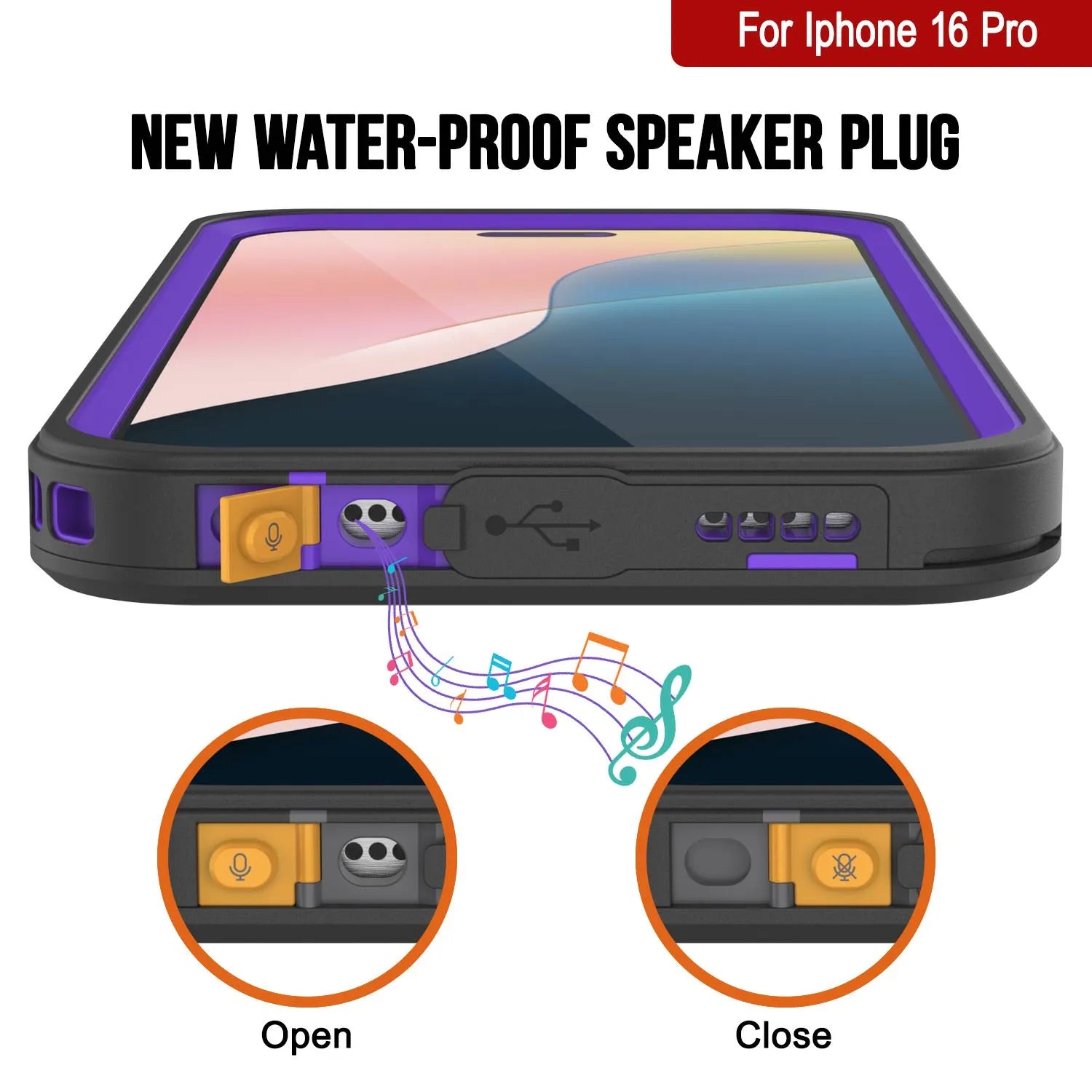 iPhone 16 Pro Waterproof Case, Punkcase [Extreme Mag Series] Armor Cover W/ Built In Screen Protector [Purple]