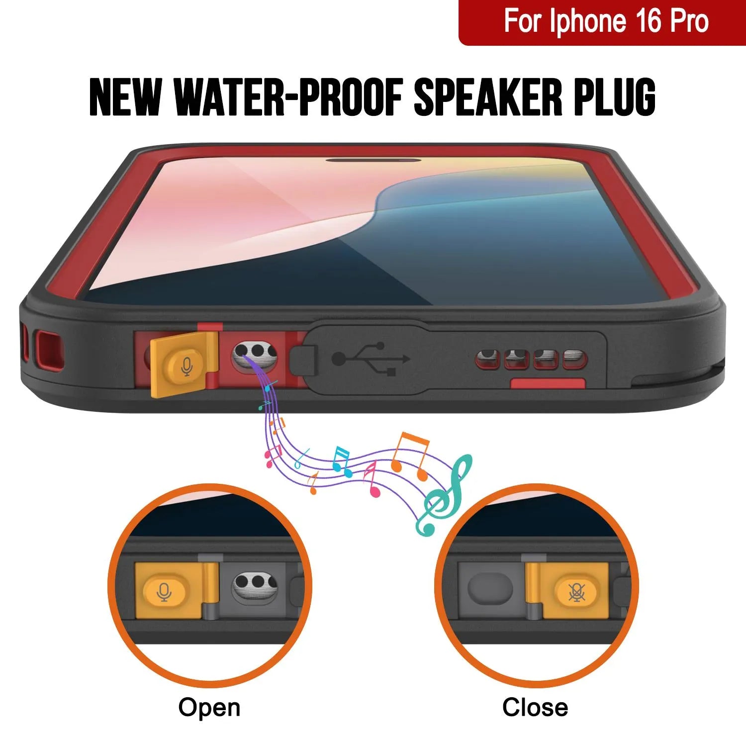 iPhone 16 Pro Waterproof Case, Punkcase [Extreme Mag Series] Armor Cover W/ Built In Screen Protector [Red]