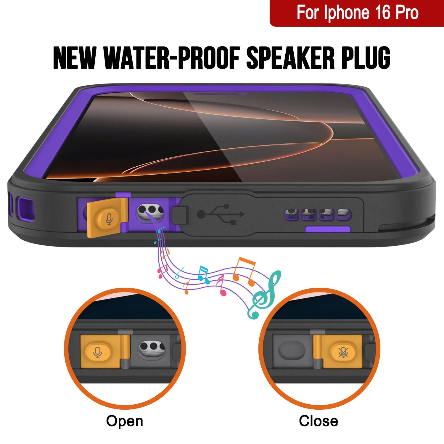 iPhone 16 Pro Waterproof Case, Punkcase [Extreme Series] Armor Cover W/ Built In Screen Protector [Purple]