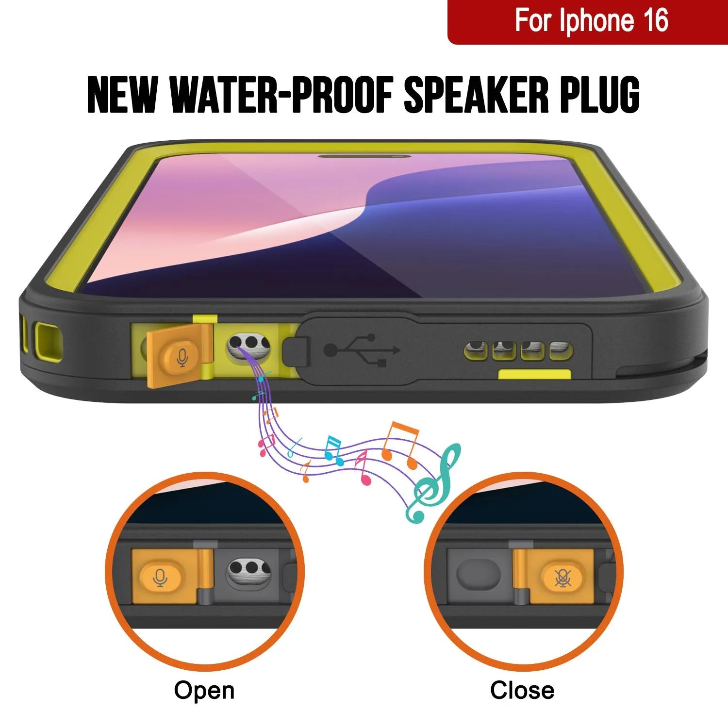 iPhone 16  Waterproof Case, Punkcase [Extreme Mag Series] Armor Cover W/ Built In Screen Protector [Yellow]