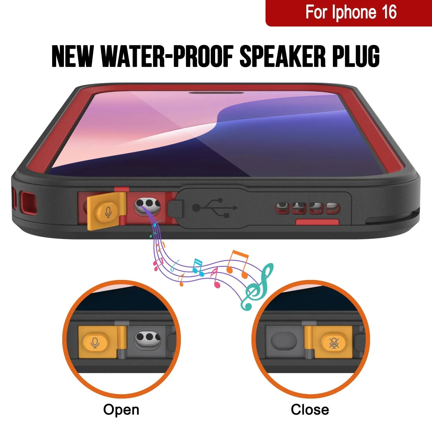 iPhone 16  Waterproof Case, Punkcase [Extreme Mag Series] Armor Cover W/ Built In Screen Protector [Red]