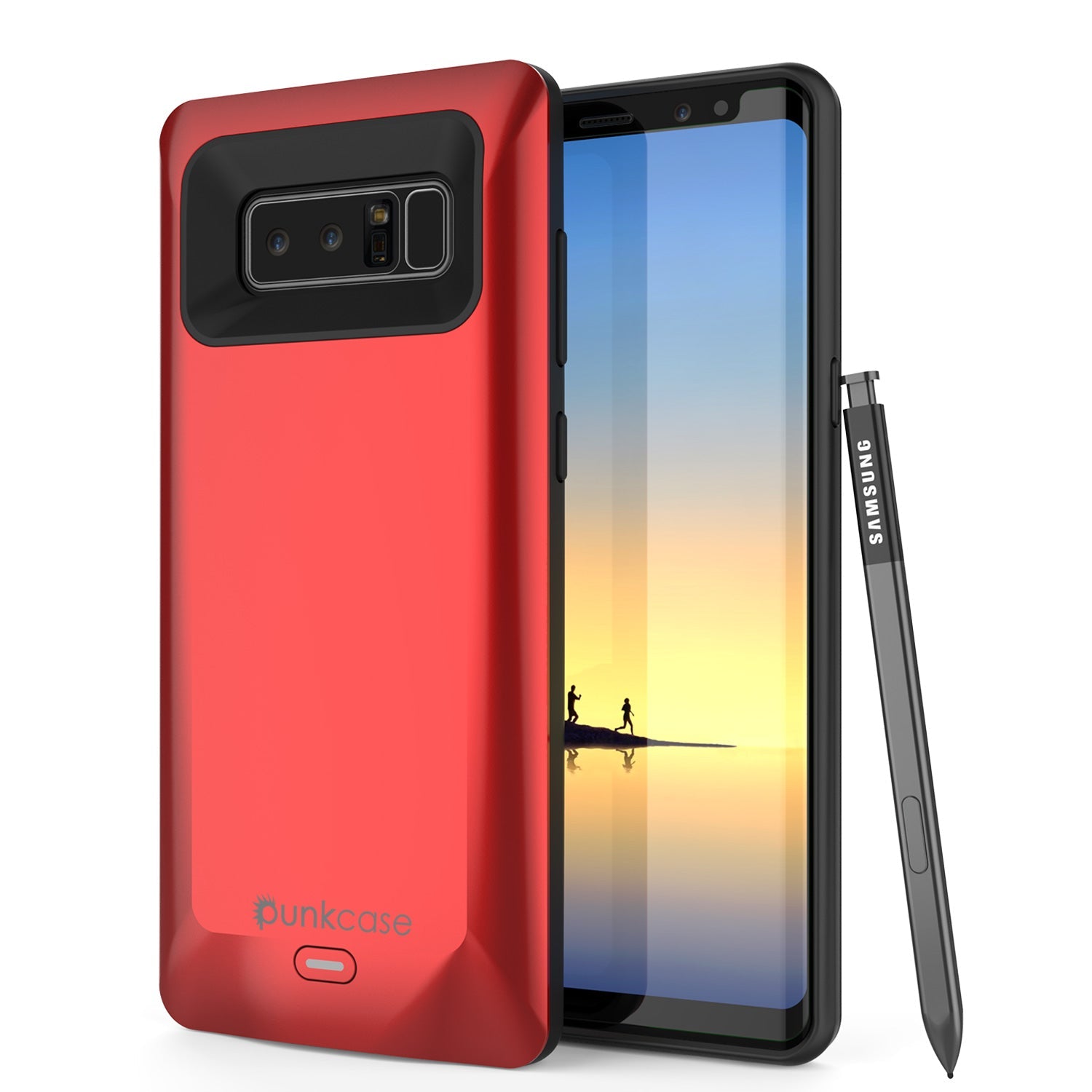 Galaxy Note 8 5000mAH Battery Charger W/ USB Port Slim Case [Red]