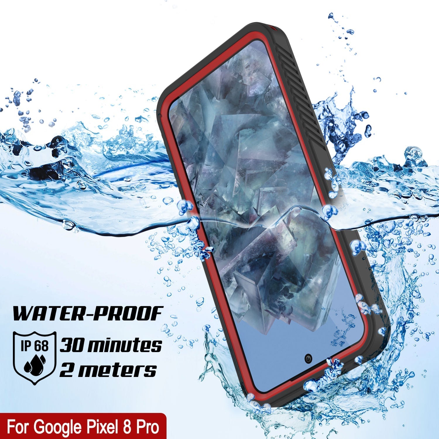 Google Pixel 9 Pro Waterproof Case, Punkcase [Extreme Series] Armor Cover W/ Built In Screen Protector [Red]