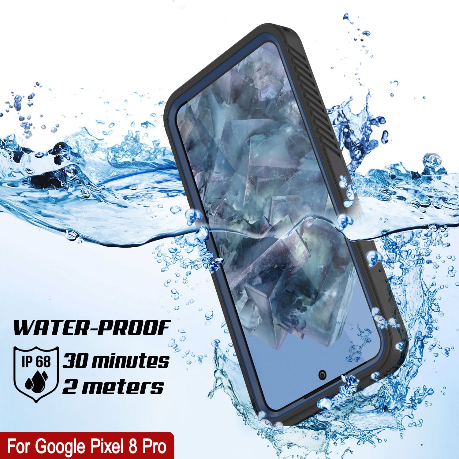 Google Pixel 9 Pro XL Waterproof Case, Punkcase [Extreme Series] Armor Cover W/ Built In Screen Protector [Navy Blue]