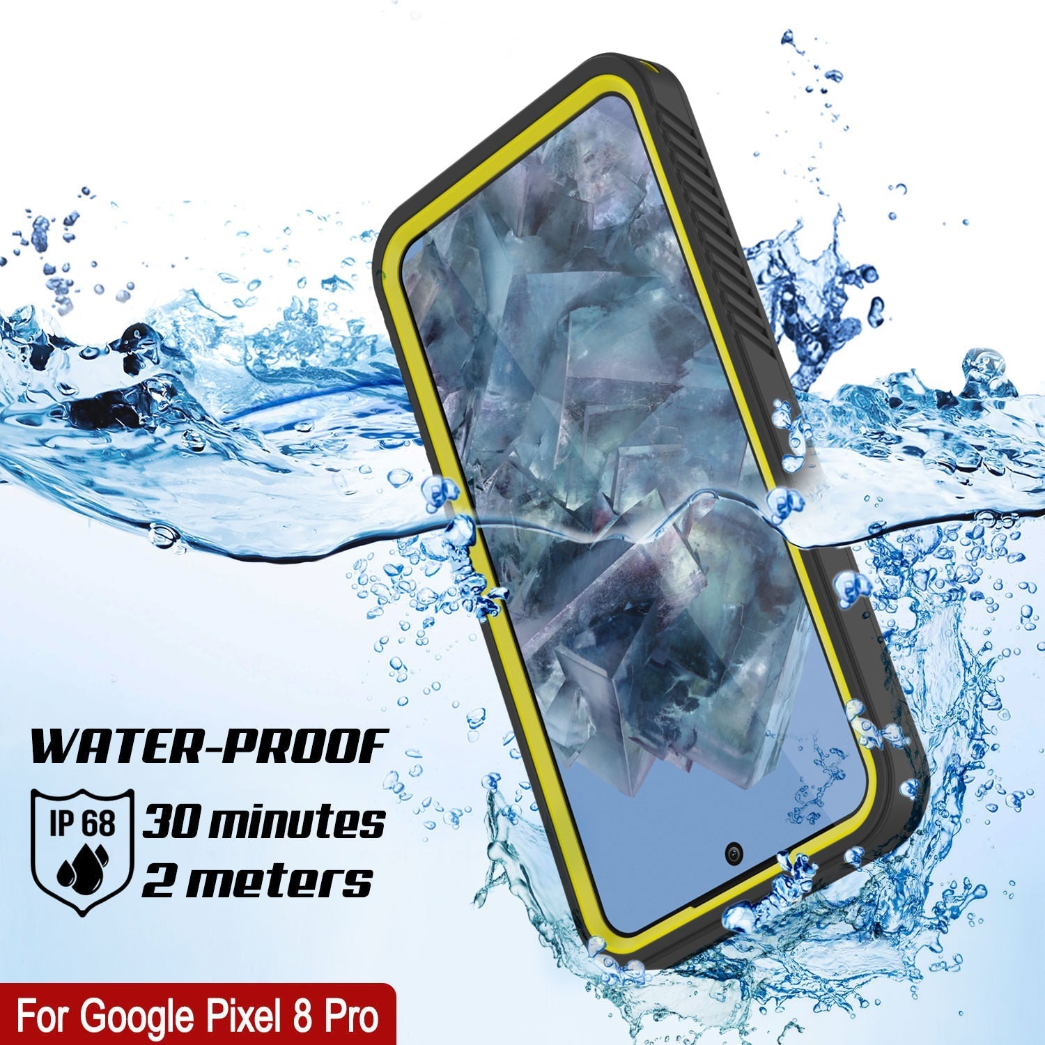 Google Pixel 9 Pro Waterproof Case, Punkcase [Extreme Series] Armor Cover W/ Built In Screen Protector [Yellow]