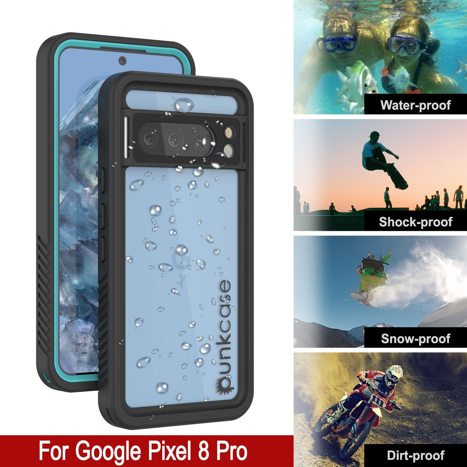 Google Pixel 9 Pro XL Waterproof Case, Punkcase [Extreme Series] Armor Cover W/ Built In Screen Protector [Teal]