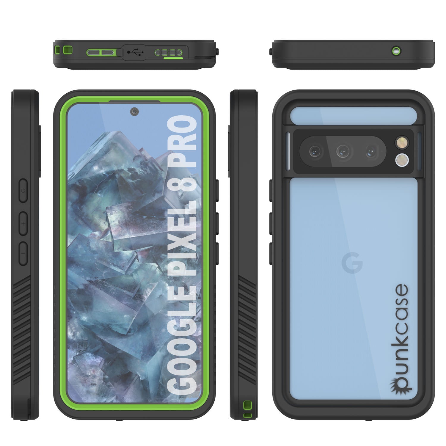 Google Pixel 9 Pro Waterproof Case, Punkcase [Extreme Series] Armor Cover W/ Built In Screen Protector [Light Green]