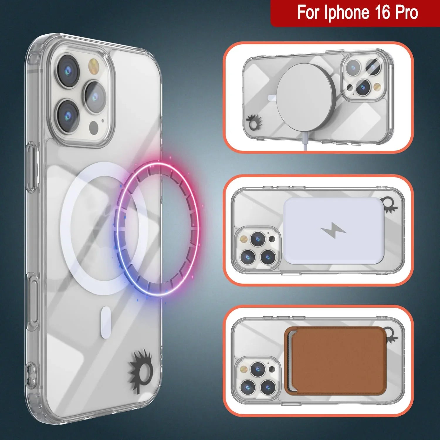 Punkcase iPhone 16 Pro Magnetic Wireless Charging Case [ClearMag Series][Clear]