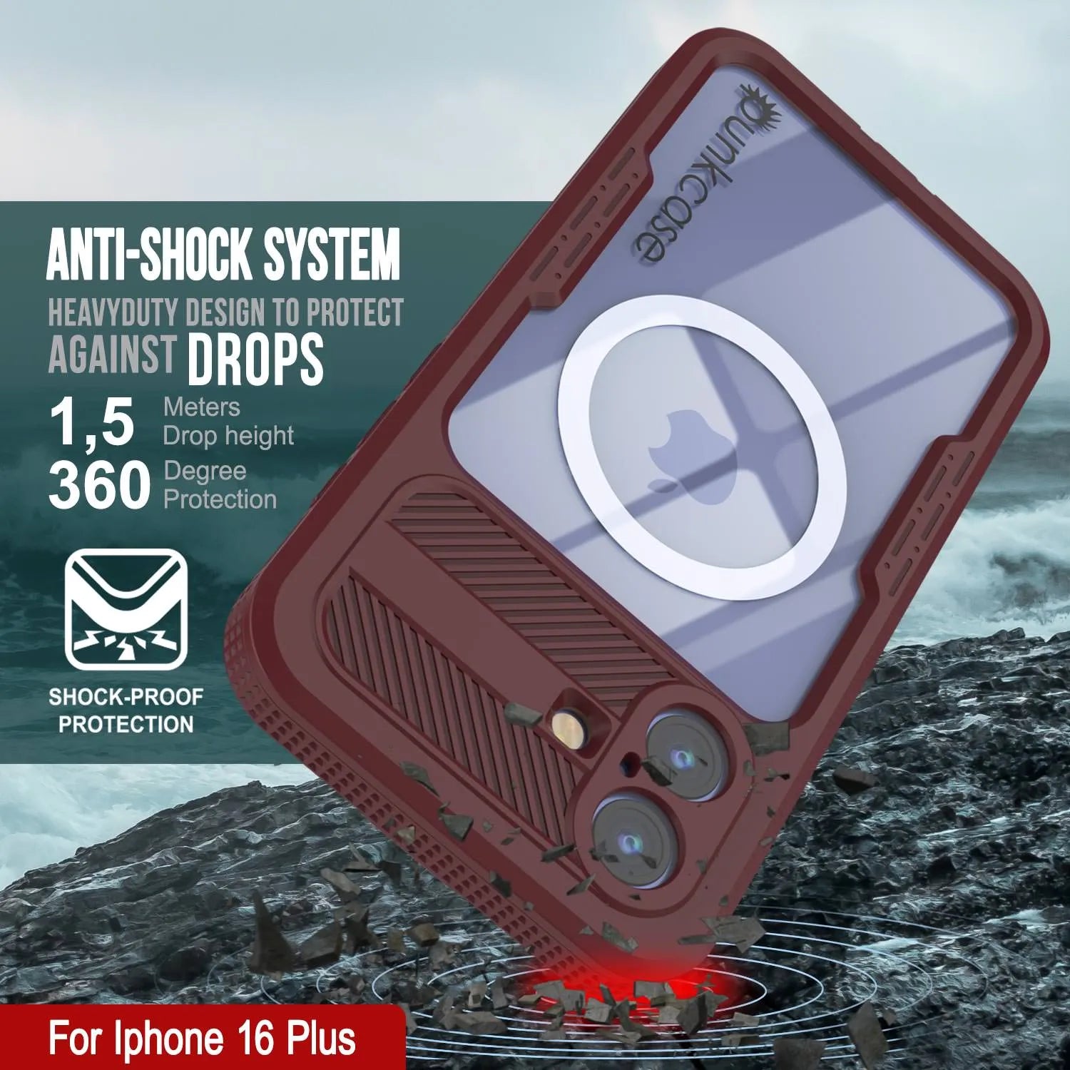 iPhone 16 Plus Waterproof Case [Alpine 2.0 Series] [Slim Fit] [IP68 Certified] [Shockproof] [Rose]