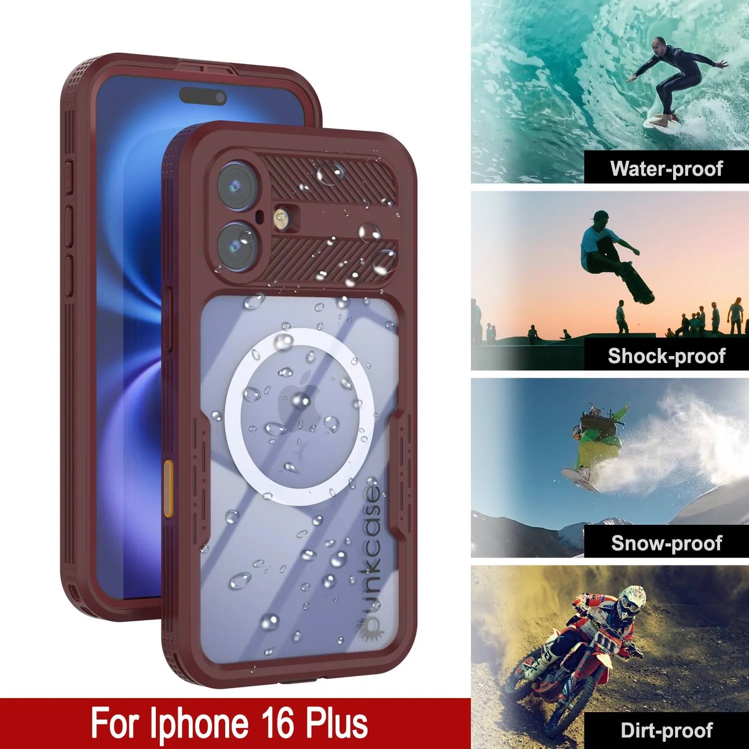 iPhone 16 Plus Waterproof Case [Alpine 2.0 Series] [Slim Fit] [IP68 Certified] [Shockproof] [Rose]