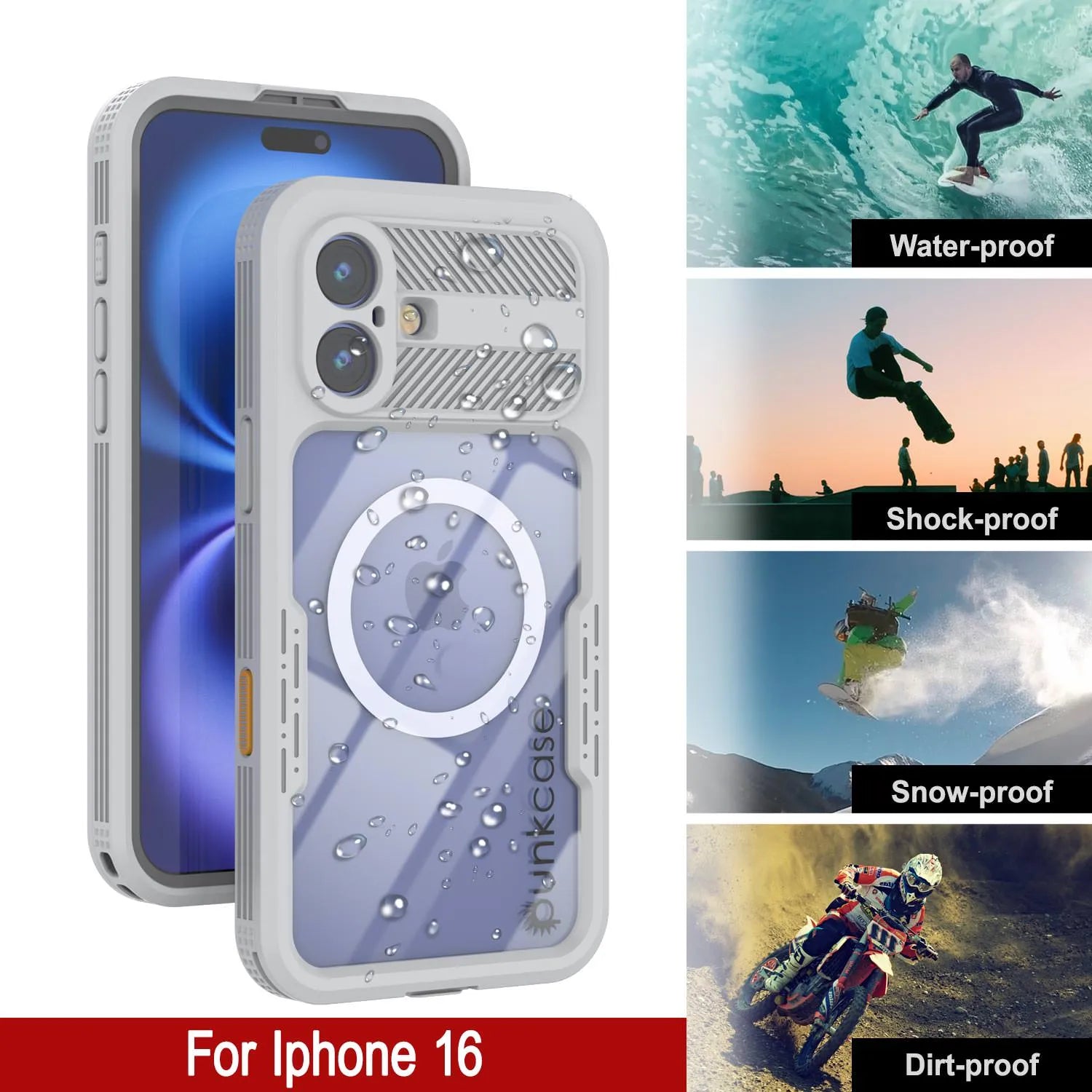 iPhone 16 Waterproof Case [Alpine 2.0 Series] [Slim Fit] [IP68 Certified] [Shockproof] [White]