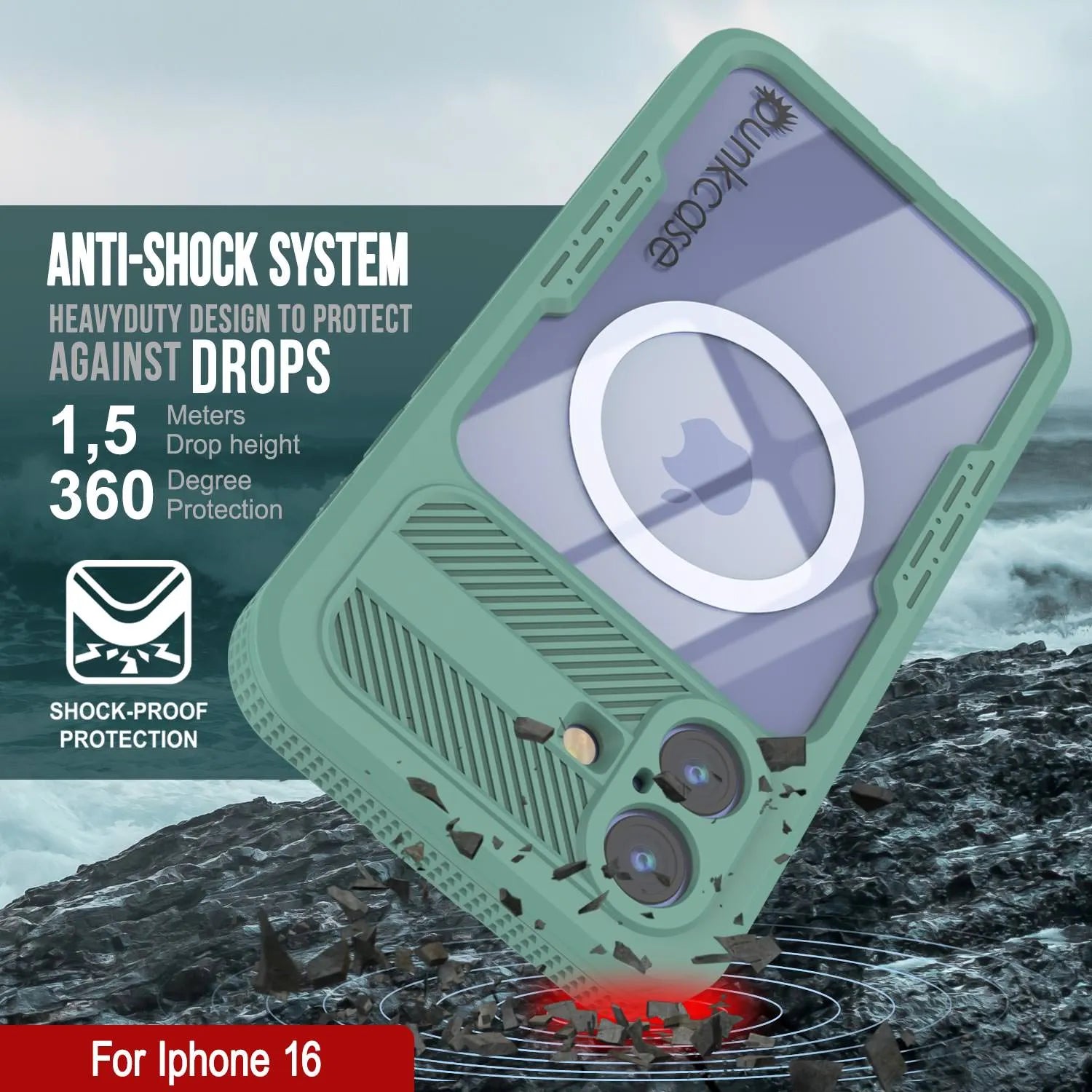 iPhone 16 Waterproof Case [Alpine 2.0 Series] [Slim Fit] [IP68 Certified] [Shockproof] [Teal]