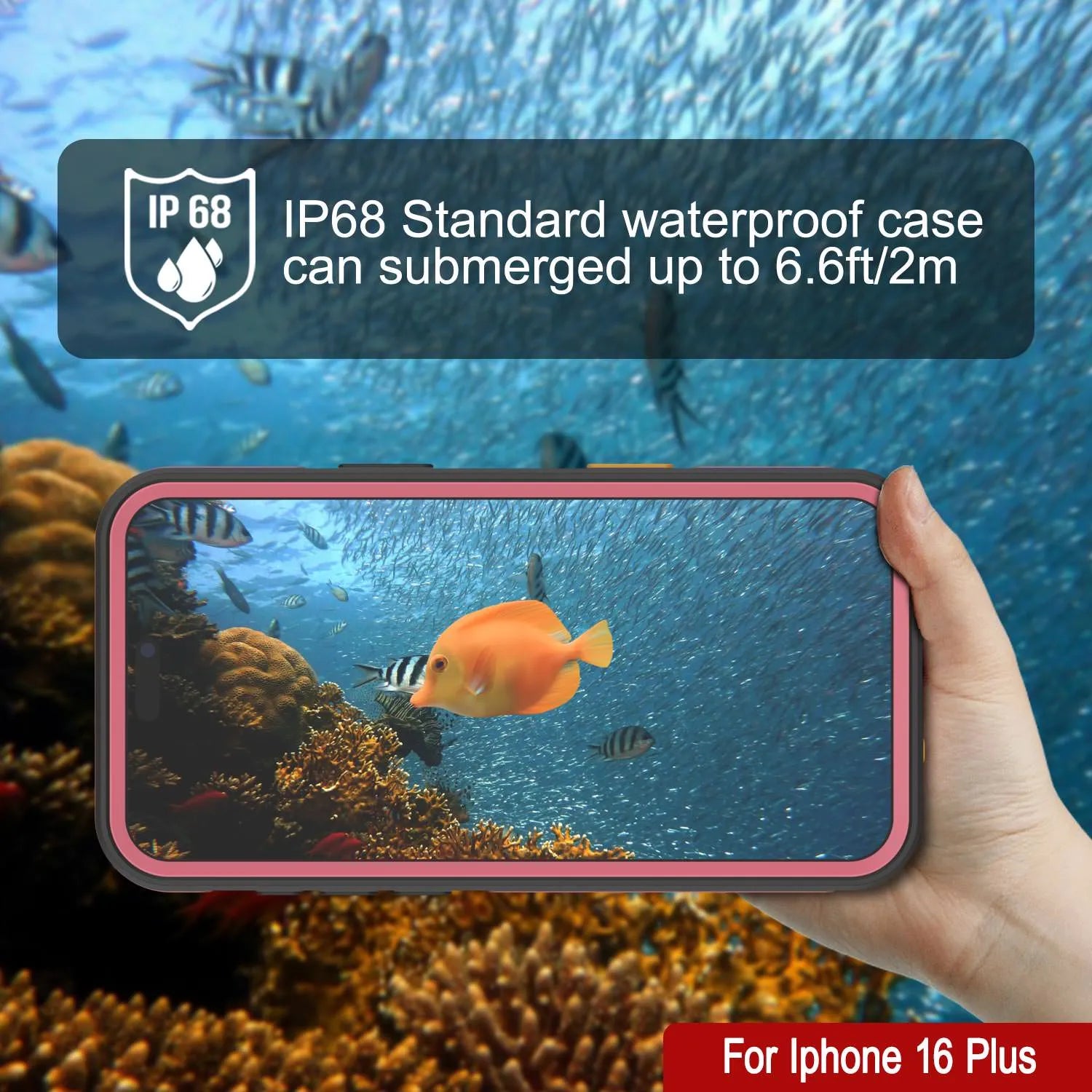 iPhone 16 Plus Waterproof Case [Kickstud 2.0 Series] Protective IP68 Cover W/Screen Protector & Kickstand [Pink]