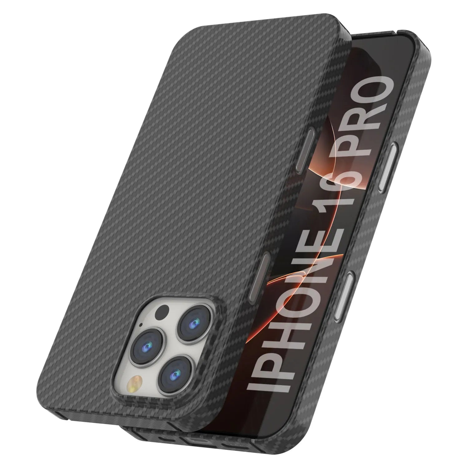 Punkcase iPhone 16 Pro Carbon Fiber Case [AramidShield Series] Ultra Slim & Light Kevlar [Black]