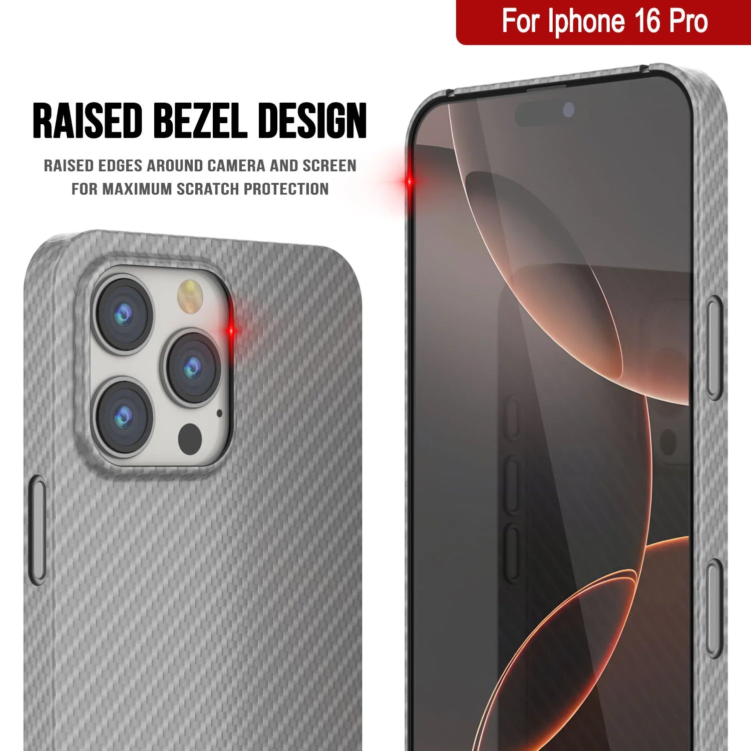 Punkcase iPhone 16 Pro Carbon Fiber Case [AramidShield Series] Ultra Slim & Light Kevlar [White]