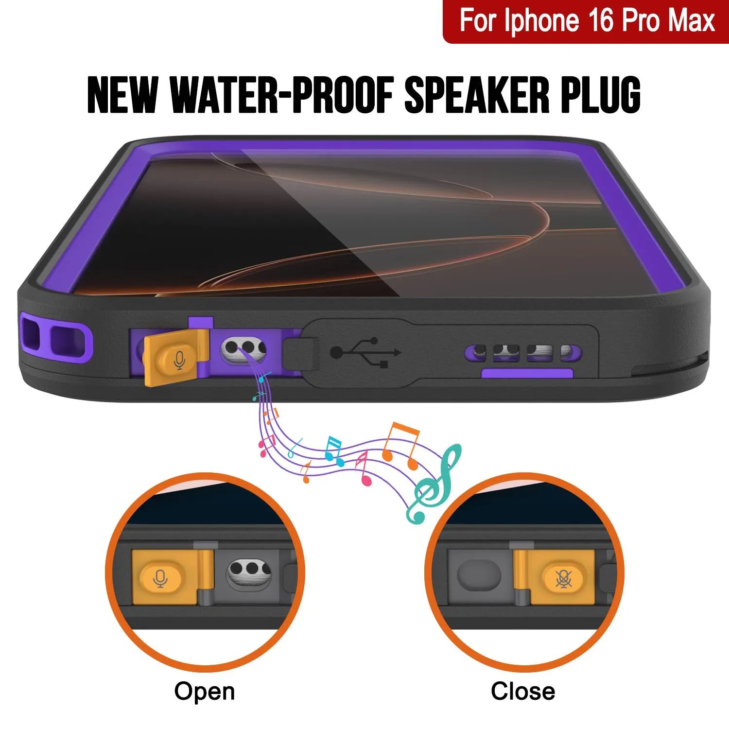 iPhone 16 Pro Max Waterproof Case [Kickstud 2.0 Series] Protective IP68 Cover W/Screen Protector & Kickstand [Purple]