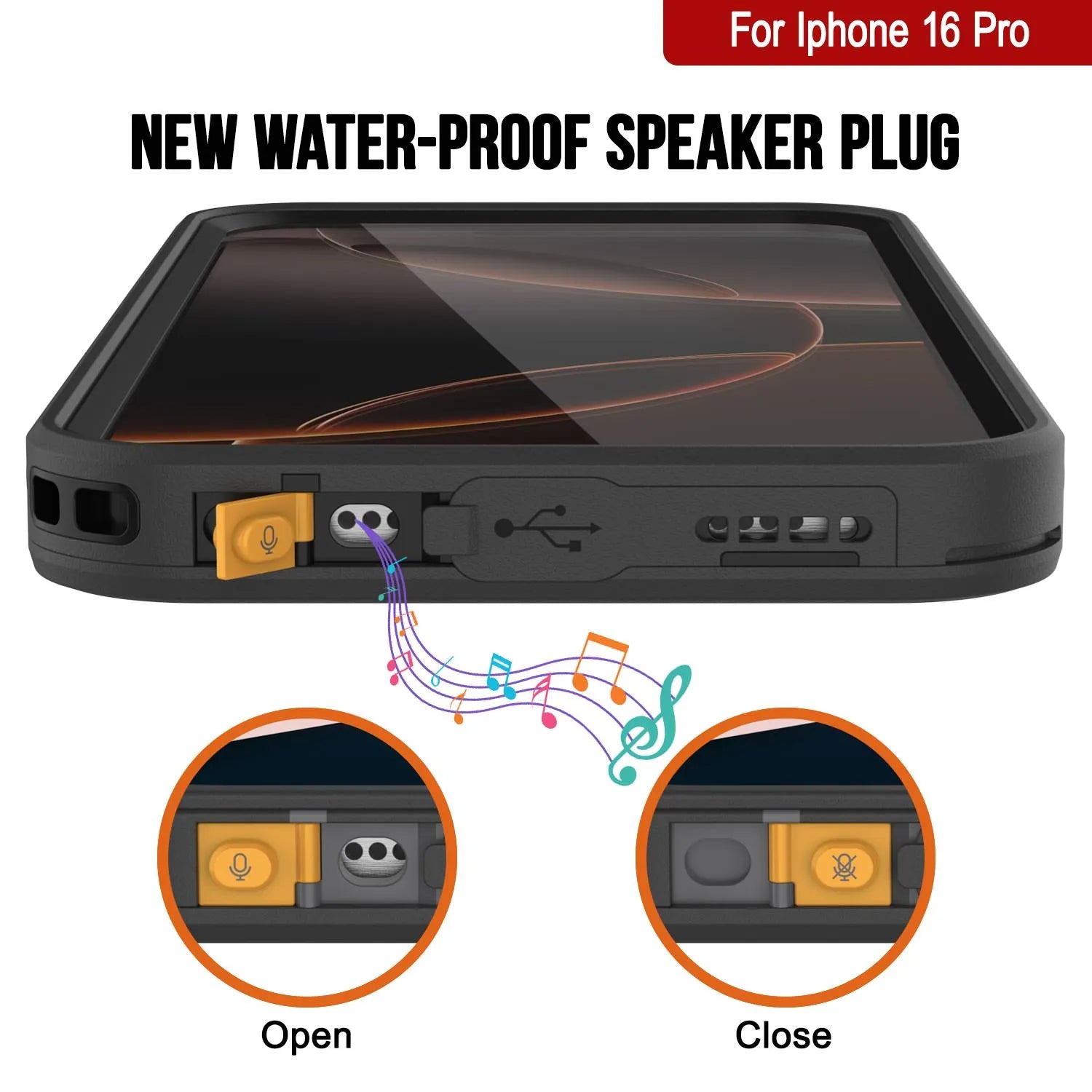 iPhone 16 pro Waterproof Case [Kickstud 2.0 Series] Protective IP68 Cover W/Screen Protector & Kickstand [Black]