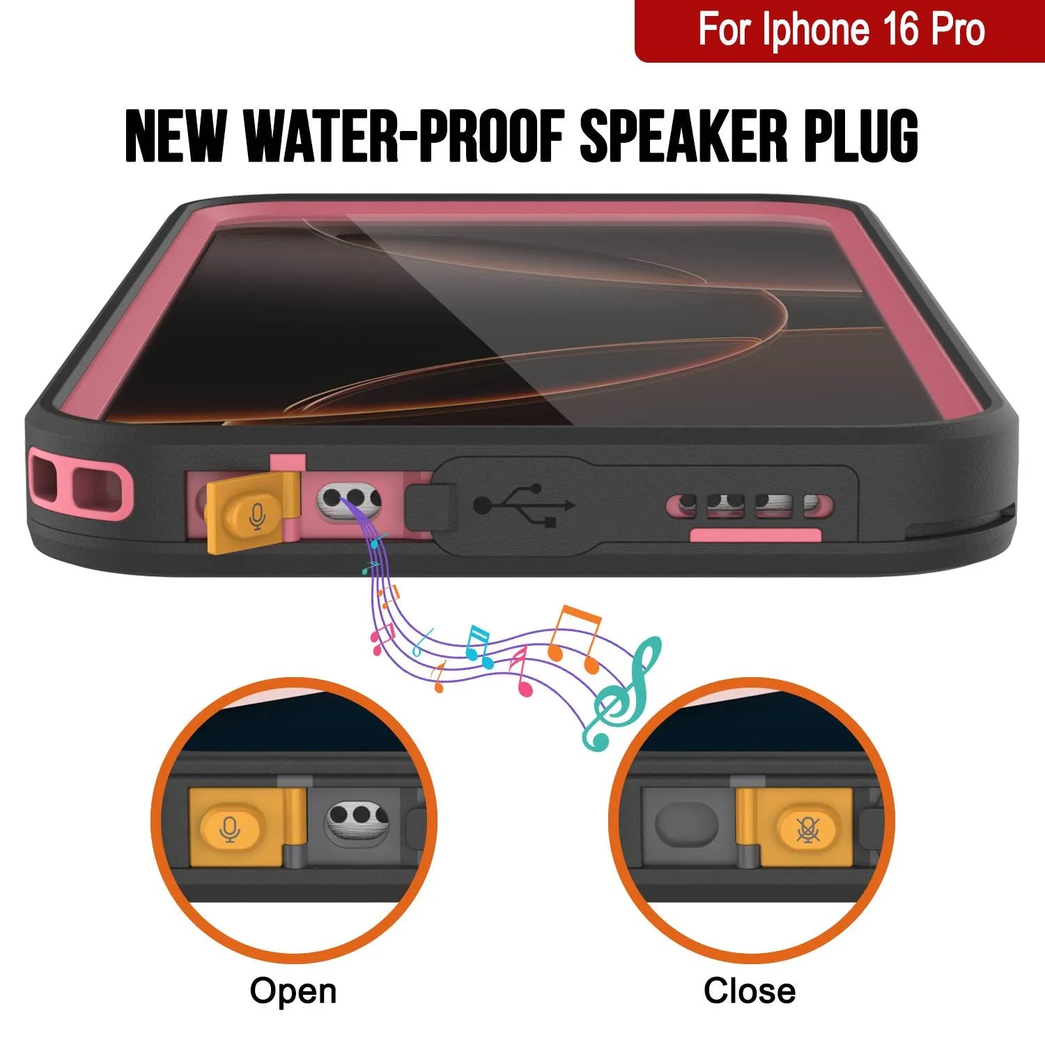 iPhone 16 pro Waterproof Case [Kickstud 2.0 Series] Protective IP68 Cover W/Screen Protector & Kickstand [Pink]