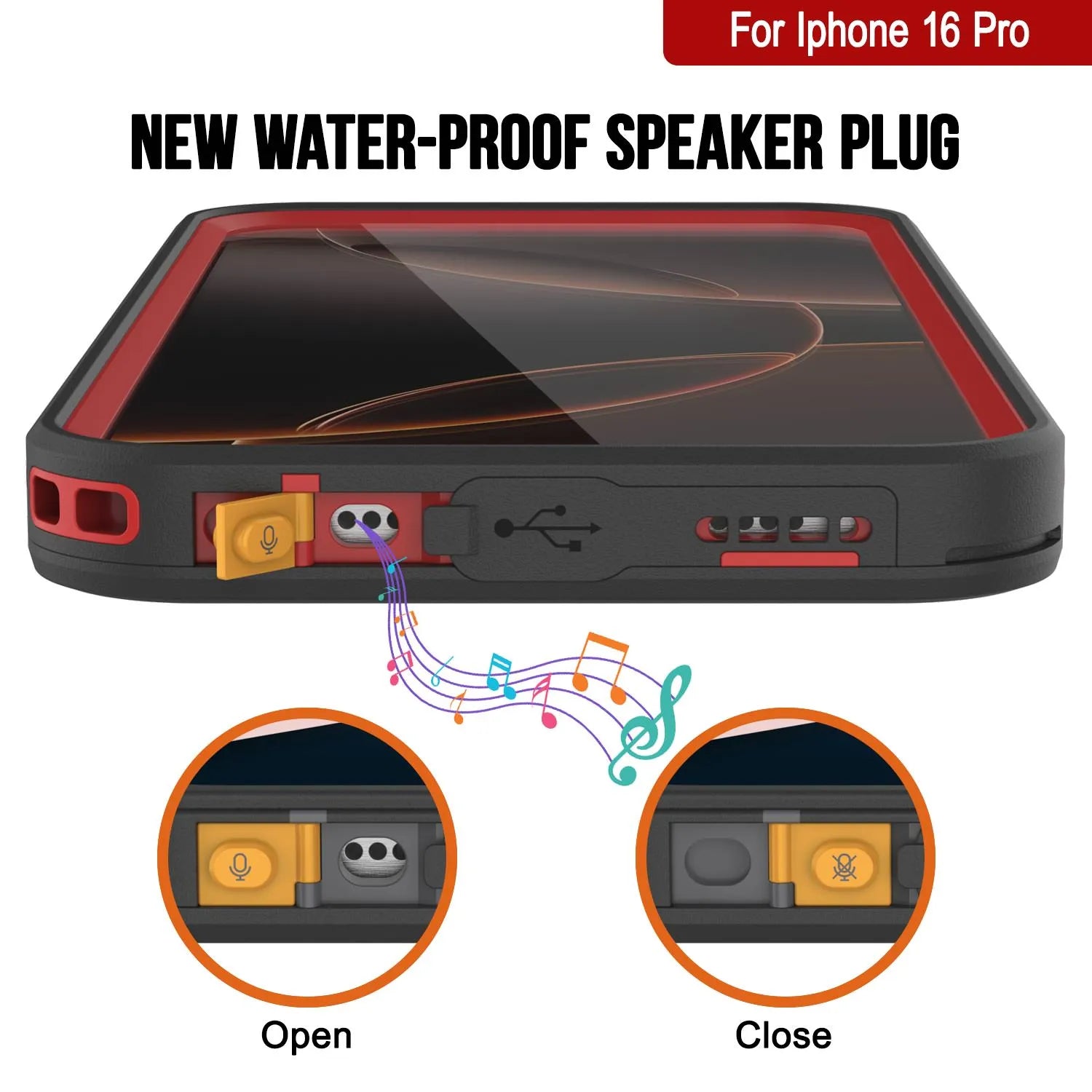 iPhone 16 pro Waterproof Case [Kickstud 2.0 Series] Protective IP68 Cover W/Screen Protector & Kickstand [Red]