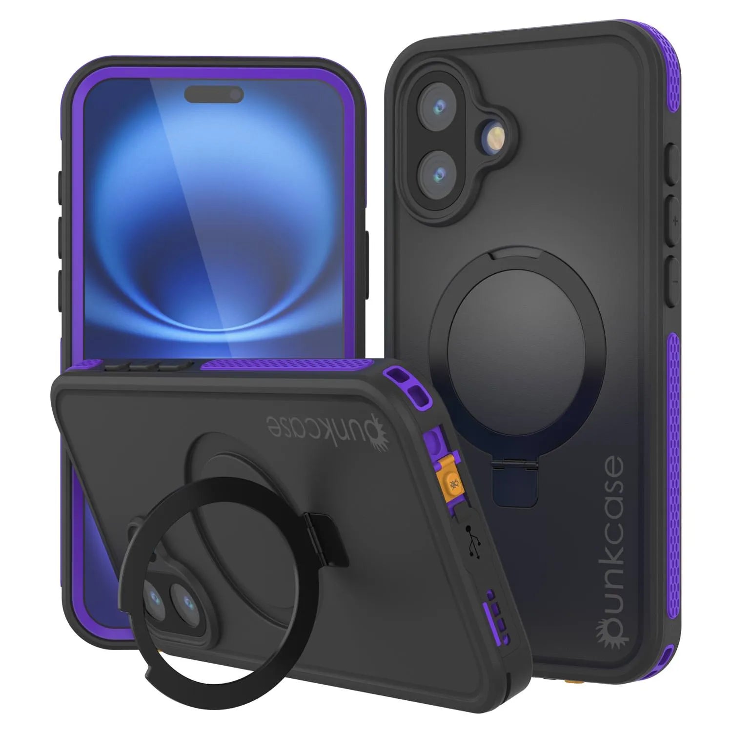 iPhone 16 Waterproof Case [Kickstud 2.0 Series] Protective IP68 Cover W/Screen Protector & Kickstand [Purple]