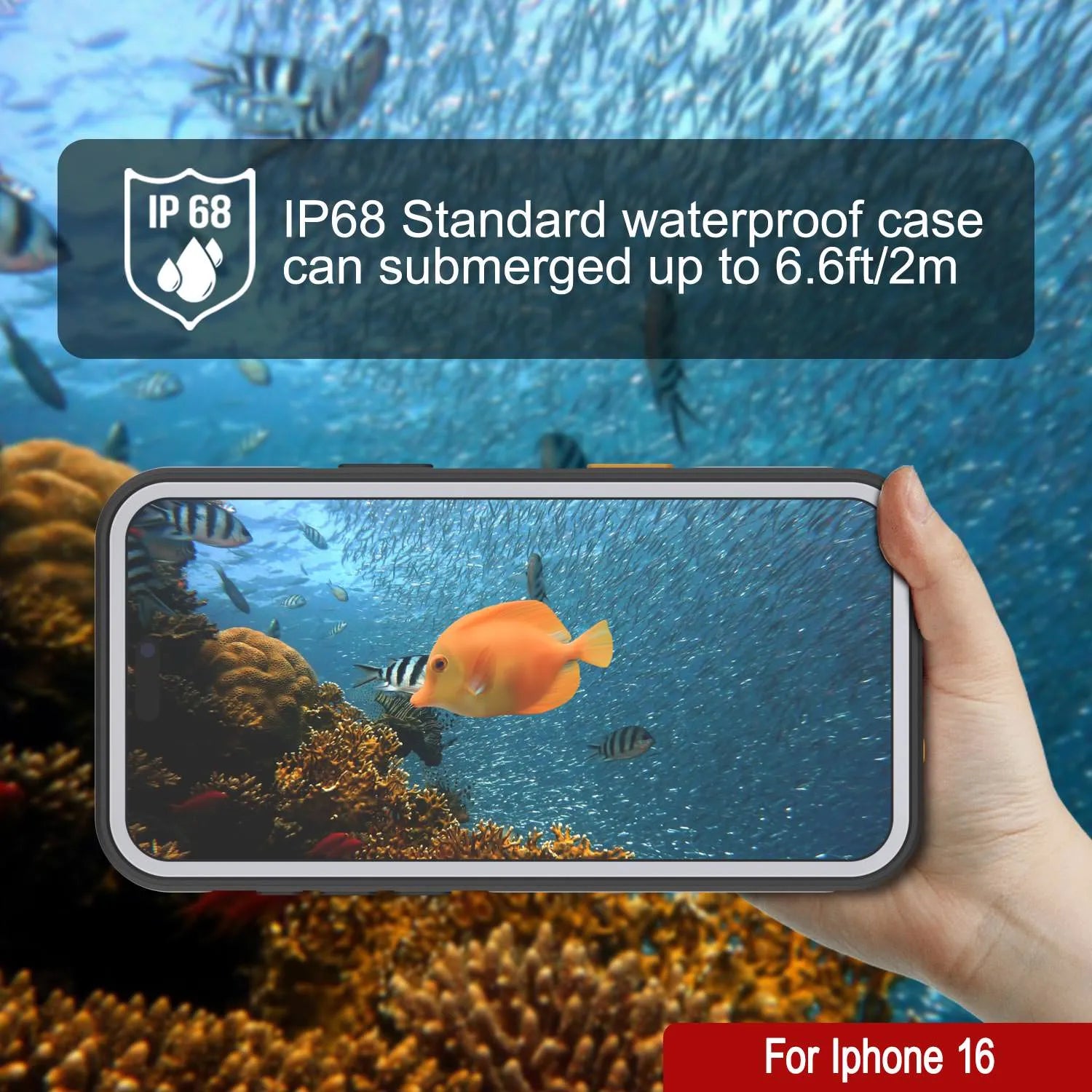 iPhone 16 Waterproof Case [Kickstud 2.0 Series] Protective IP68 Cover W/Screen Protector & Kickstand [White]