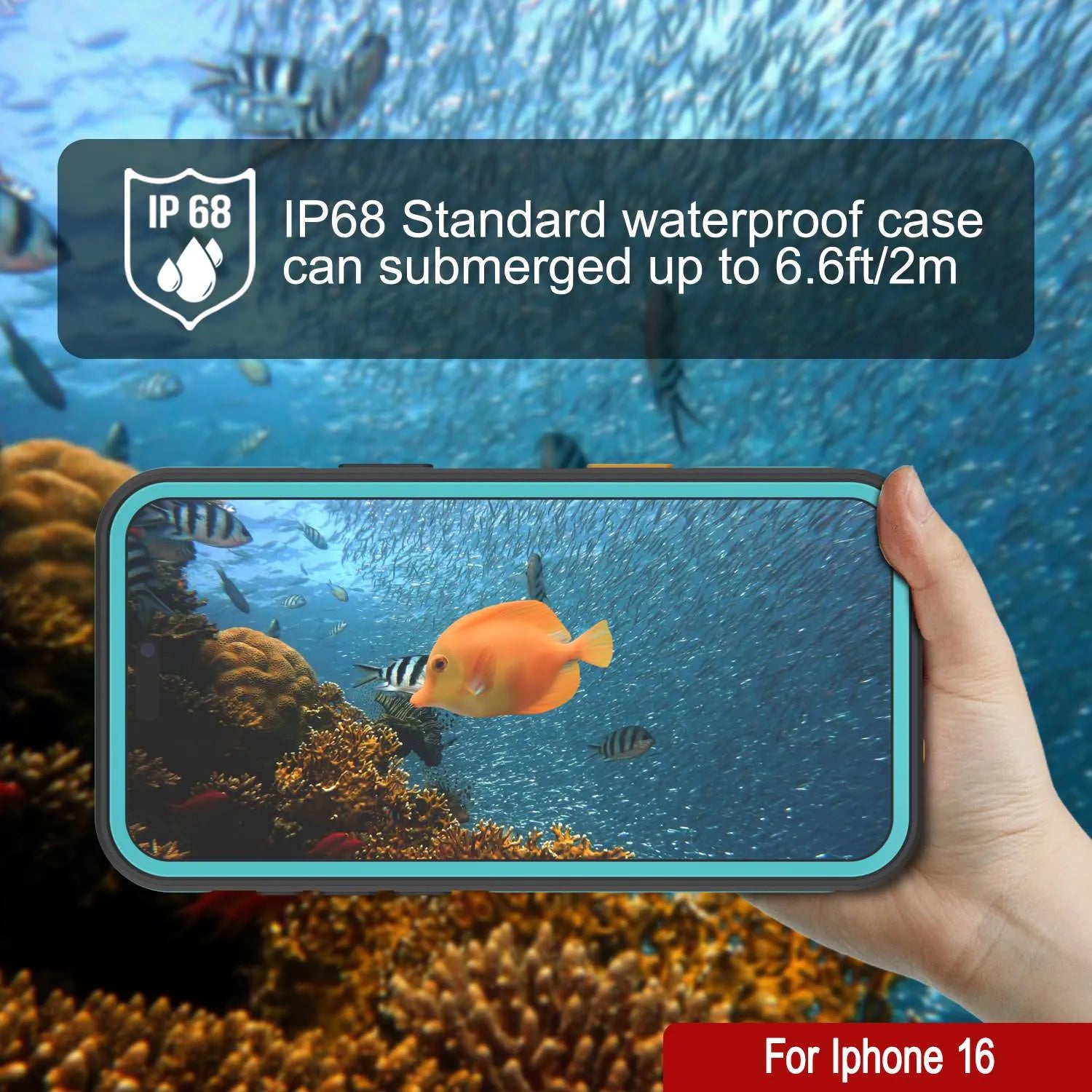 iPhone 16 Waterproof Case [Kickstud 2.0 Series] Protective IP68 Cover W/Screen Protector & Kickstand [Teal]