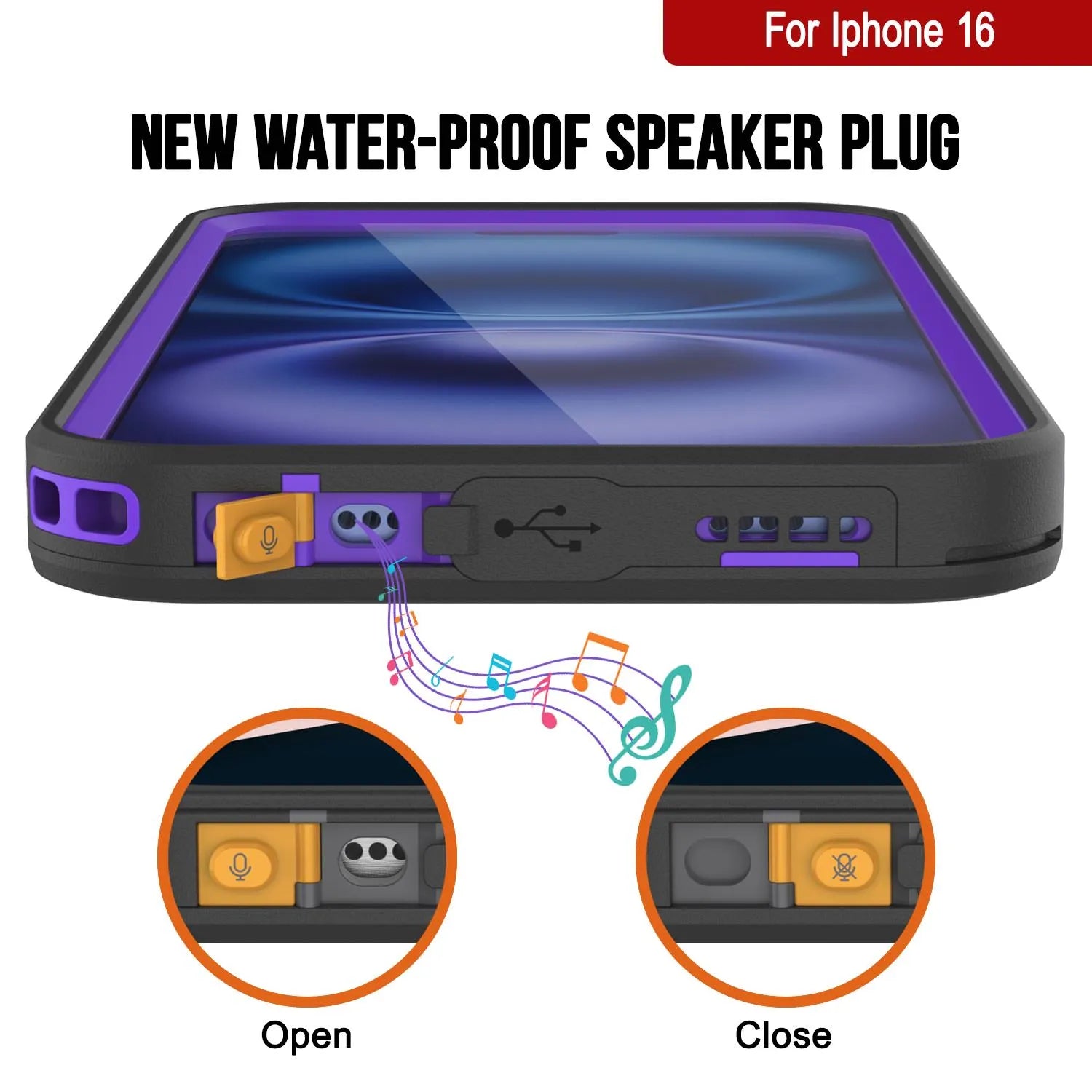 iPhone 16 Waterproof Case [Kickstud 2.0 Series] Protective IP68 Cover W/Screen Protector & Kickstand [Purple]