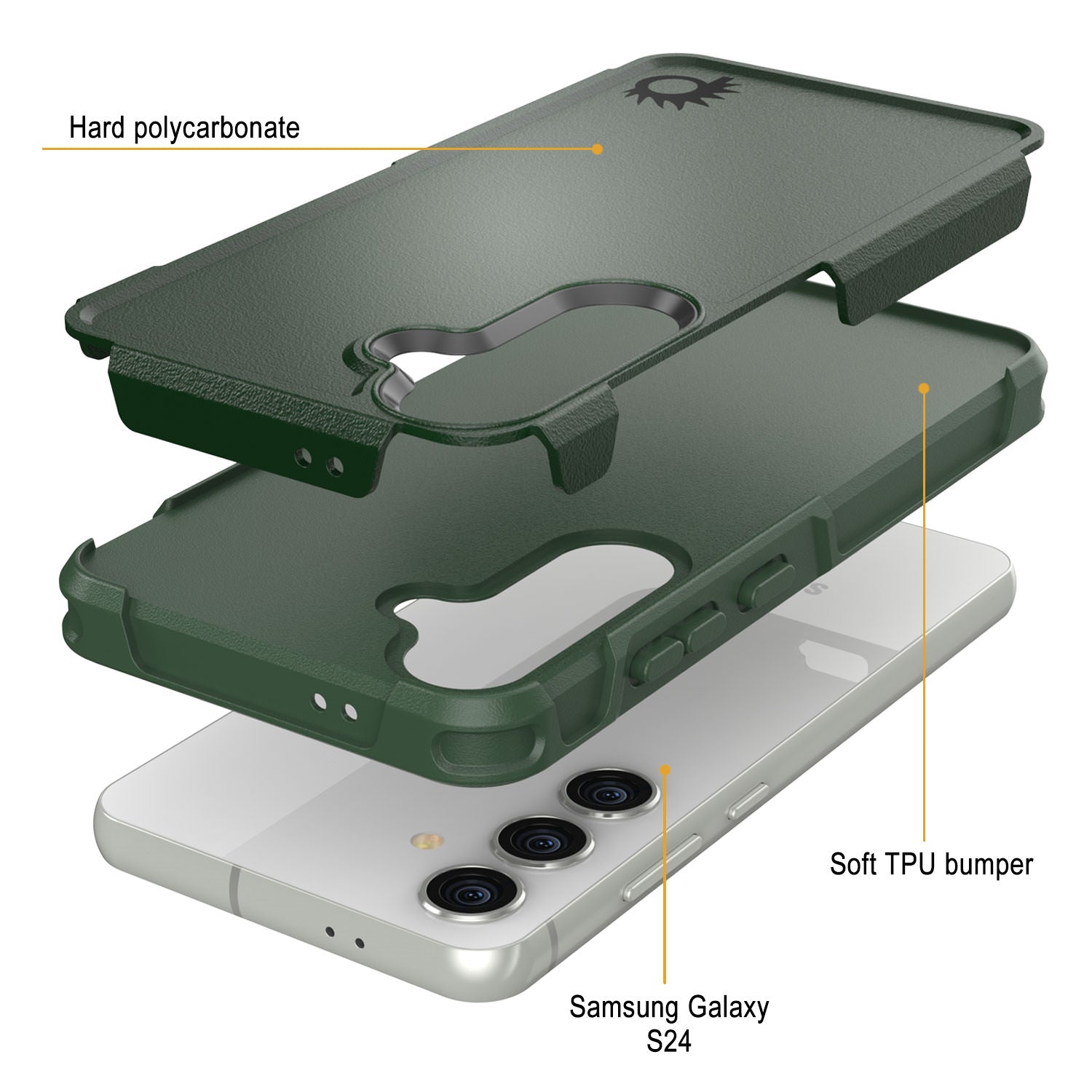 PunkCase Galaxy S25 Case, [Spartan 2.0 Series] Clear Rugged Heavy Duty Cover [Dark Green]