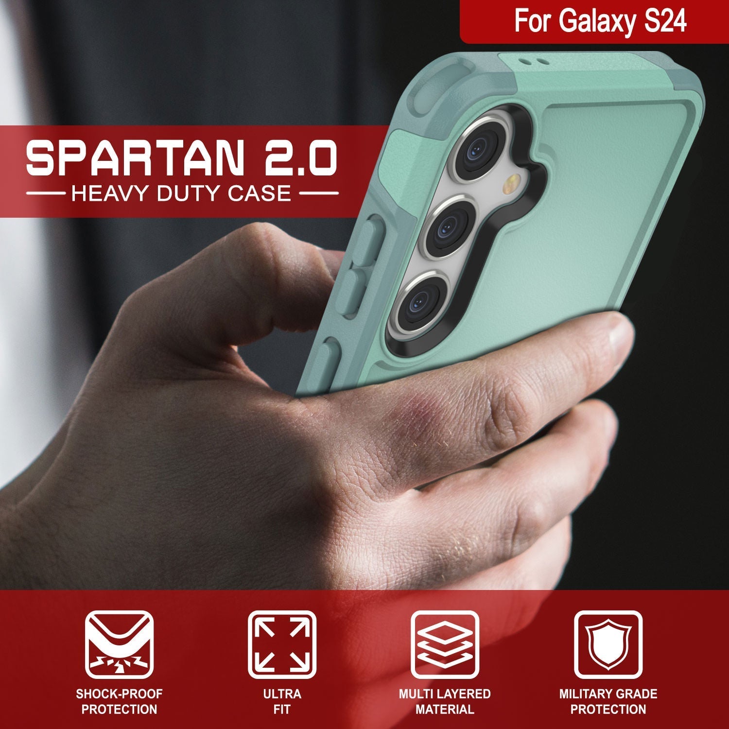 PunkCase Galaxy S25 Case, [Spartan 2.0 Series] Clear Rugged Heavy Duty Cover [Teal]