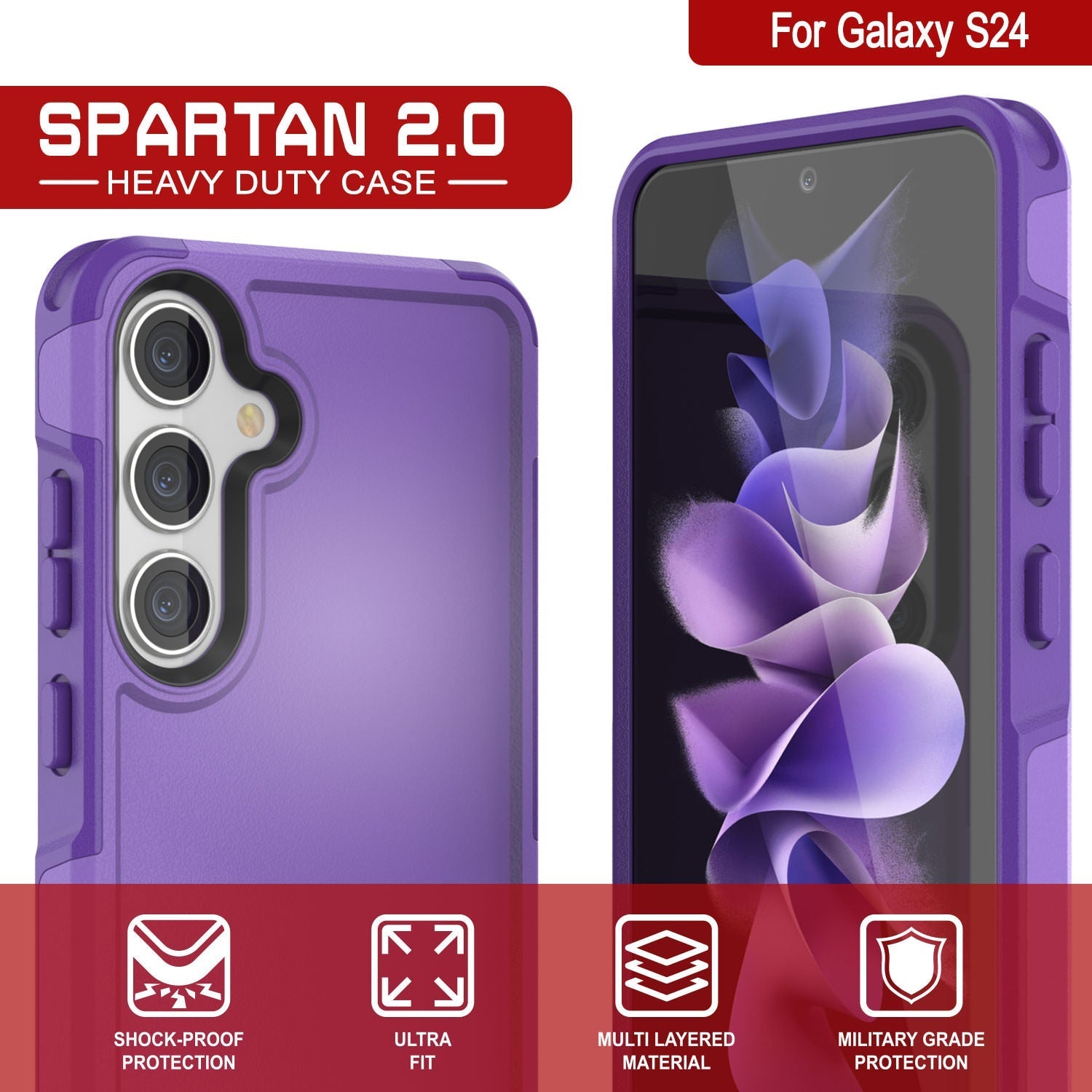 PunkCase Galaxy S25 Case, [Spartan 2.0 Series] Clear Rugged Heavy Duty Cover [Purple]