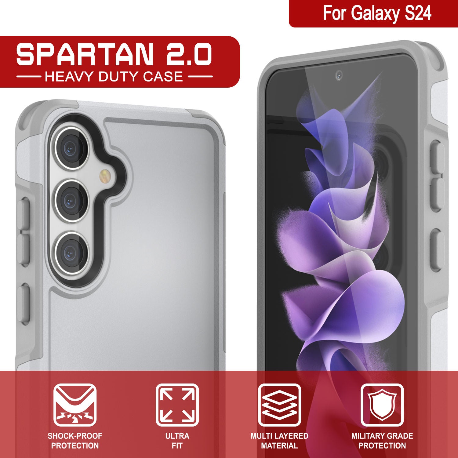 PunkCase Galaxy S25 Case, [Spartan 2.0 Series] Clear Rugged Heavy Duty Cover [White]