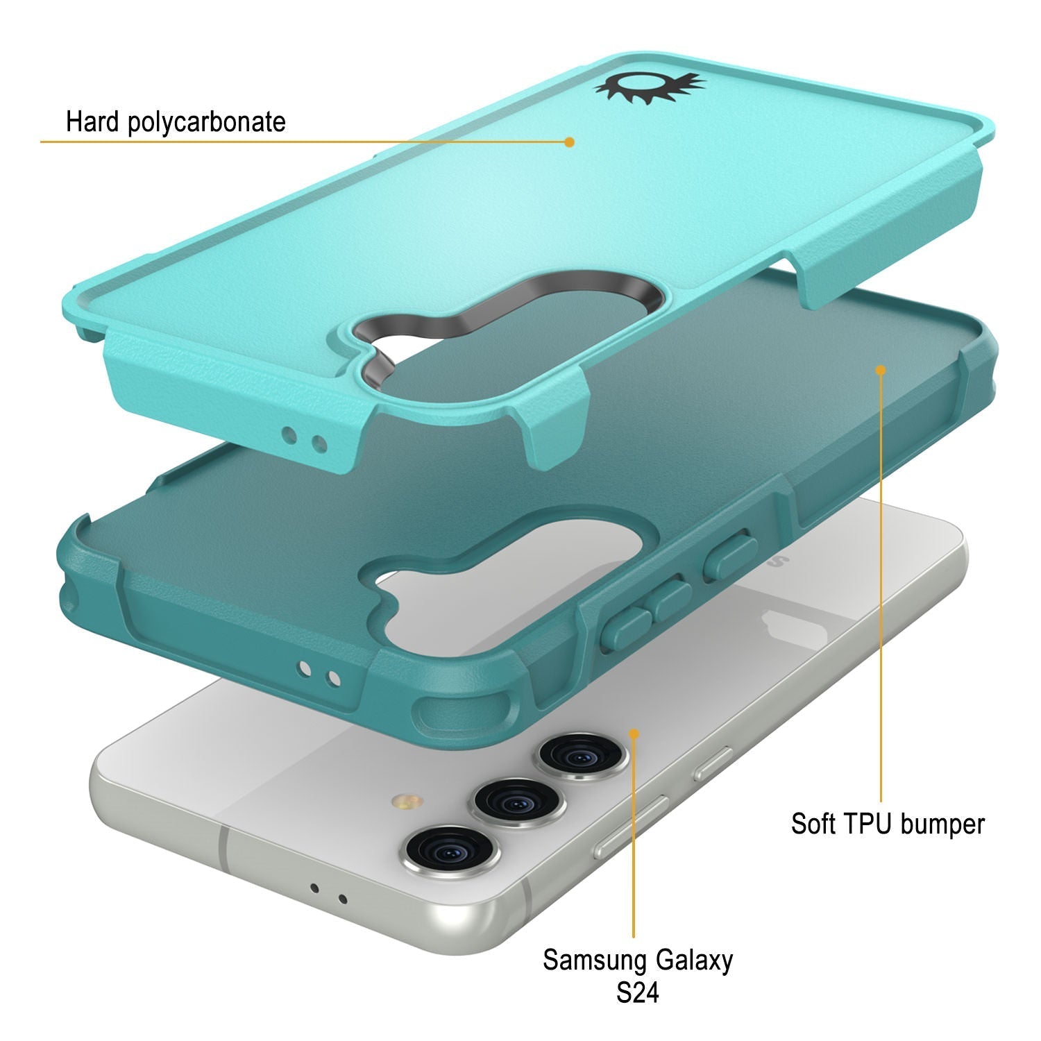 PunkCase Galaxy S25 Case, [Spartan 2.0 Series] Clear Rugged Heavy Duty Cover [Light Blue]