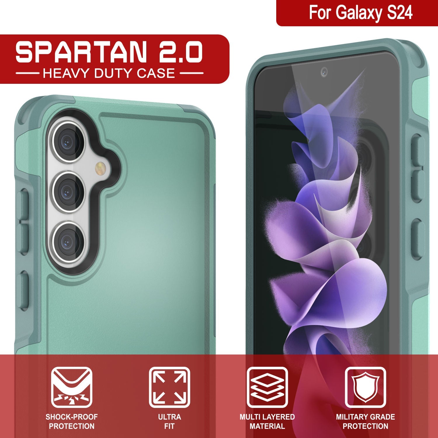 PunkCase Galaxy S25 Case, [Spartan 2.0 Series] Clear Rugged Heavy Duty Cover [Teal]