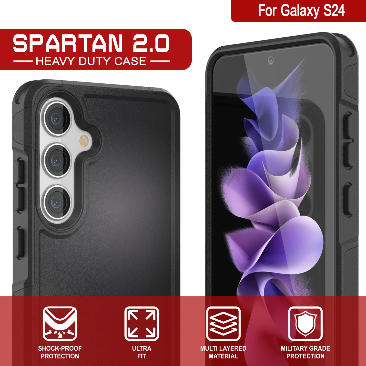 PunkCase Galaxy S25 Case, [Spartan 2.0 Series] Clear Rugged Heavy Duty Cover [Black]