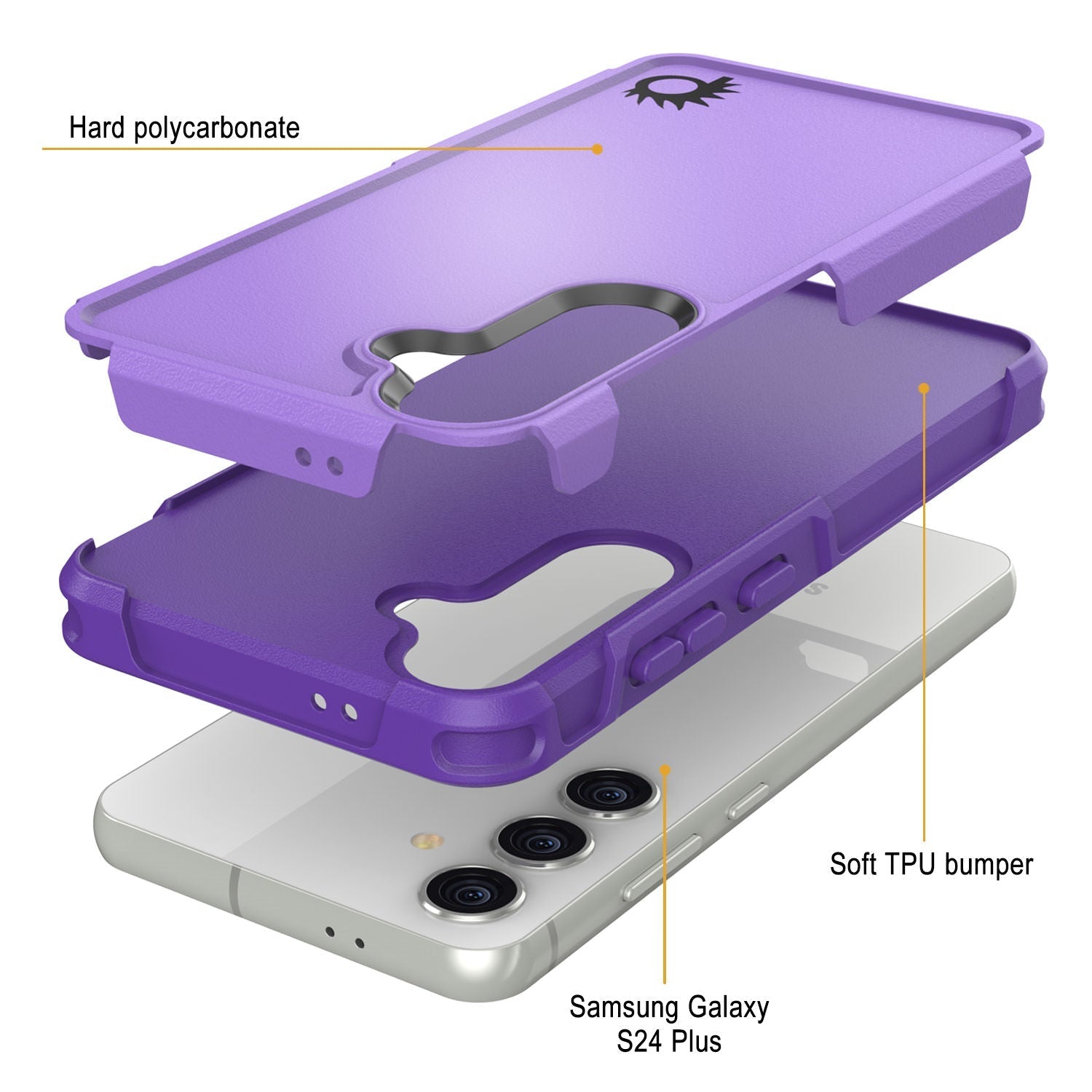 PunkCase Galaxy S25+ Plus Case, [Spartan 2.0 Series] Clear Rugged Heavy Duty Cover [Purple]