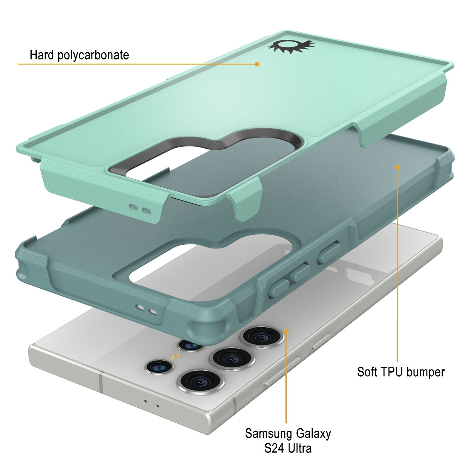 PunkCase Galaxy S25 Ultra Case, [Spartan 2.0 Series] Clear Rugged Heavy Duty Cover [Teal]