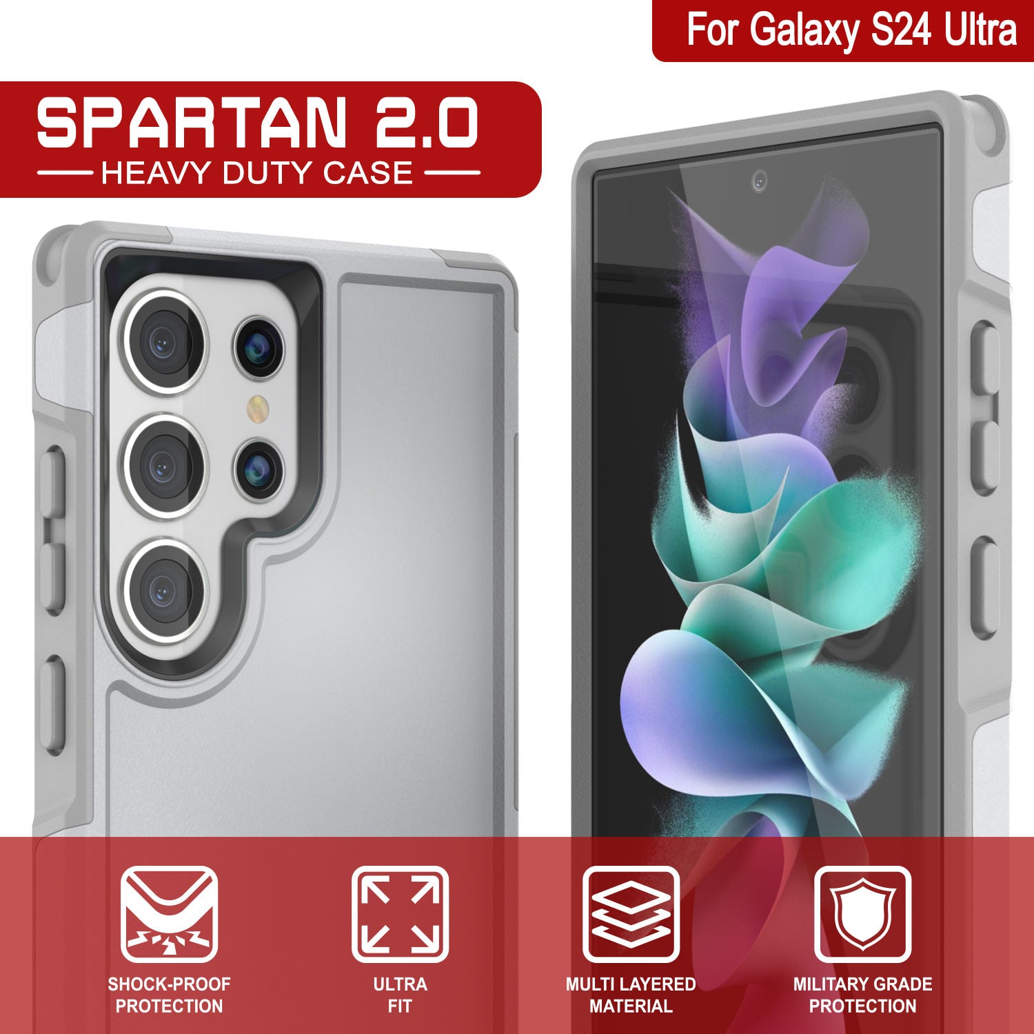 PunkCase Galaxy S25 Ultra Case, [Spartan 2.0 Series] Clear Rugged Heavy Duty Cover [White]