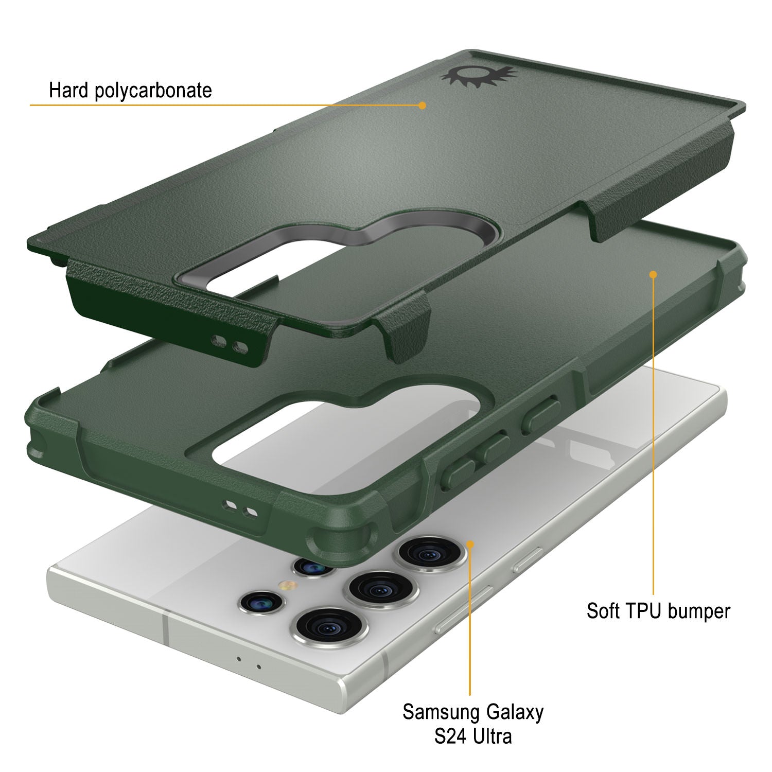 PunkCase Galaxy S25 Ultra Case, [Spartan 2.0 Series] Clear Rugged Heavy Duty Cover [Dark Green]