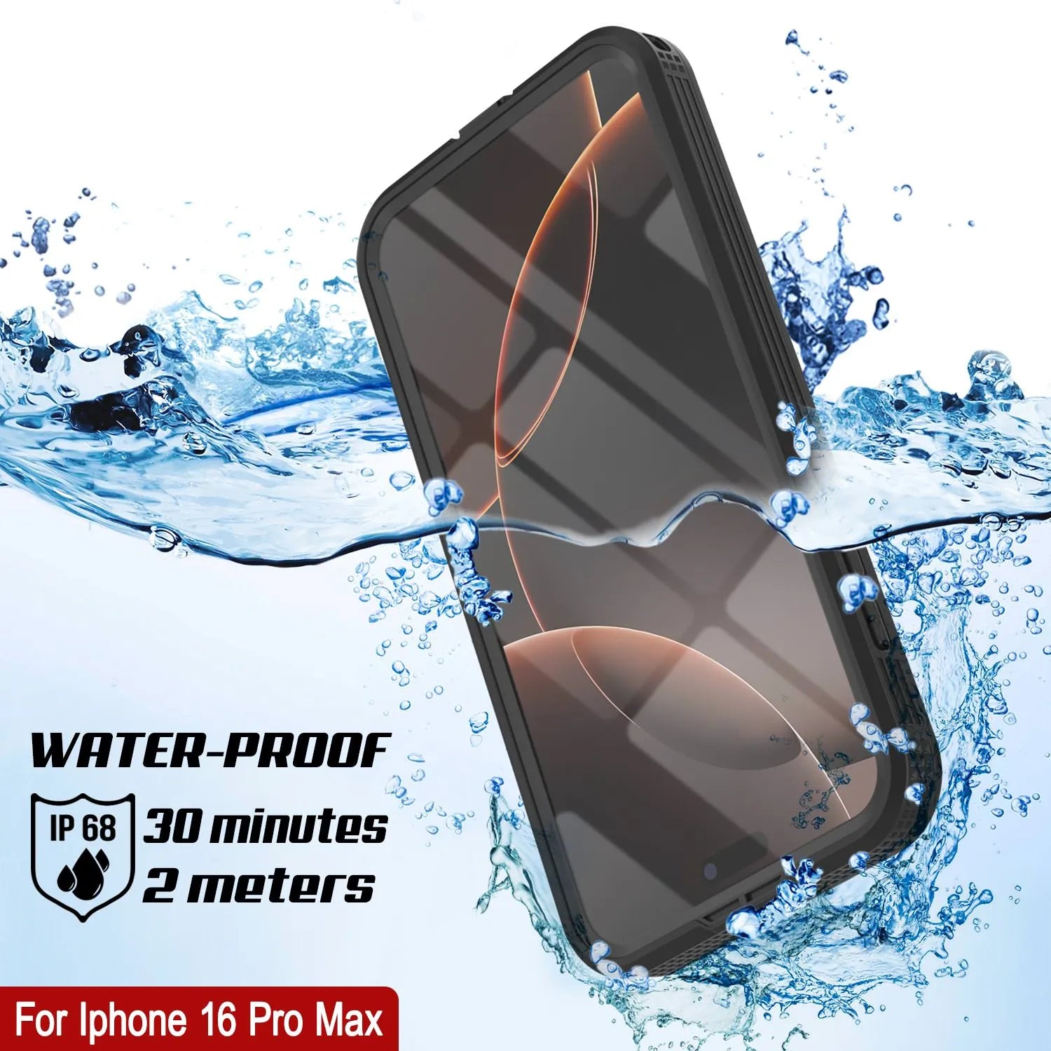 iPhone 16 Pro Max Waterproof Case [Alpine 2.0 Series] [Slim Fit] [IP68 Certified] [Shockproof] [Black]