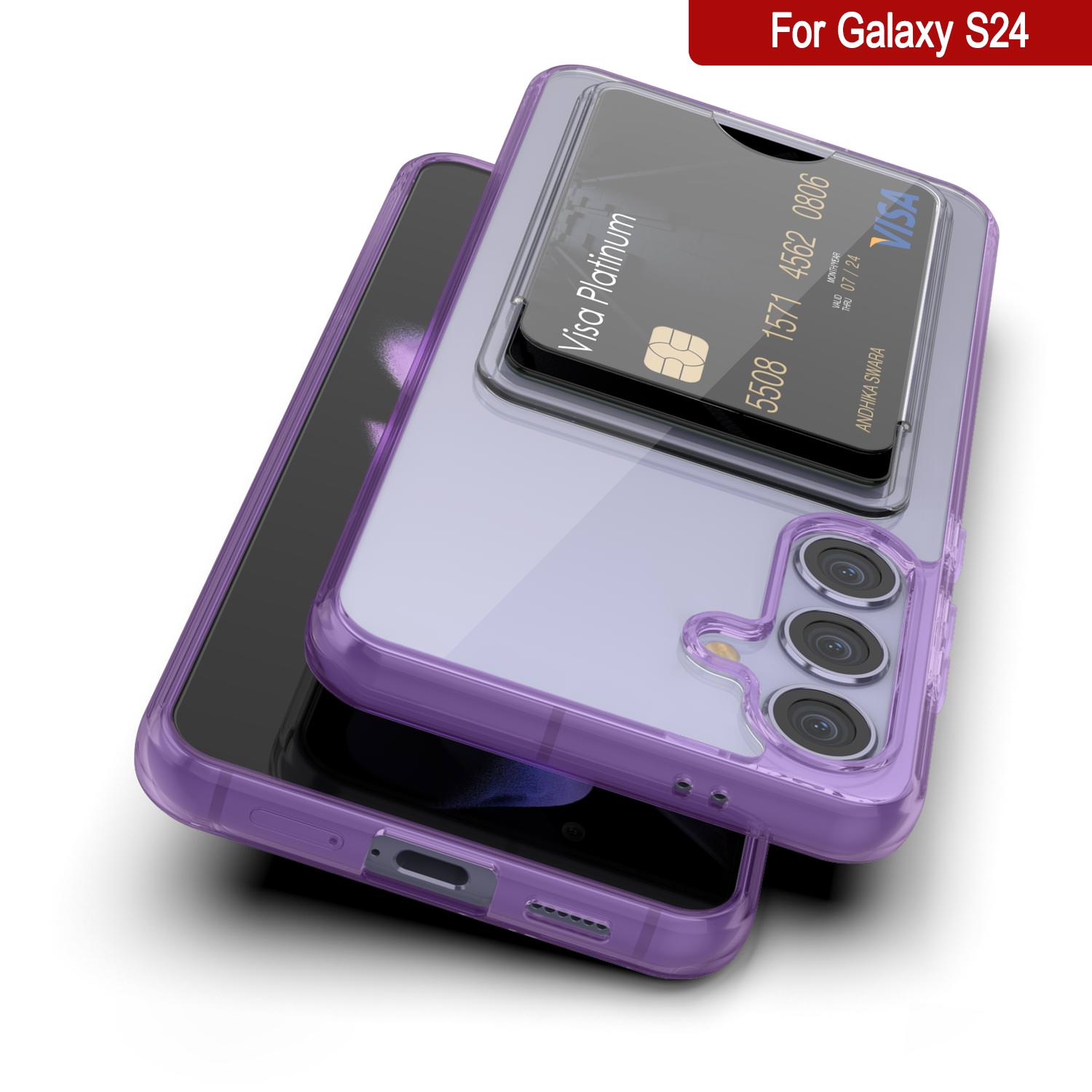 Galaxy S24 Card Holder Case [Crystal CardSlot Series] [Slim Fit] [Purple]