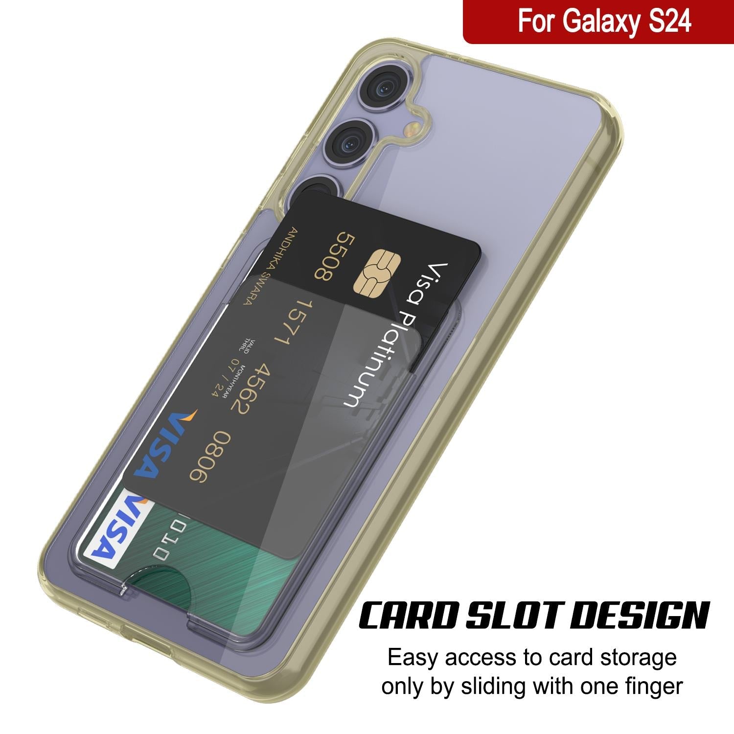 Galaxy S24 Card Holder Case [Crystal CardSlot Series] [Slim Fit] [Yellow]