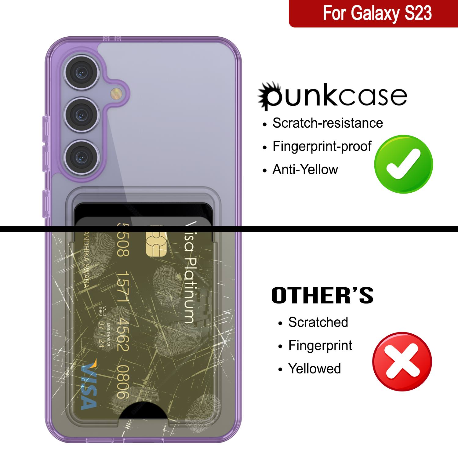 Galaxy S24 Card Holder Case [Crystal CardSlot Series] [Slim Fit] [Purple]