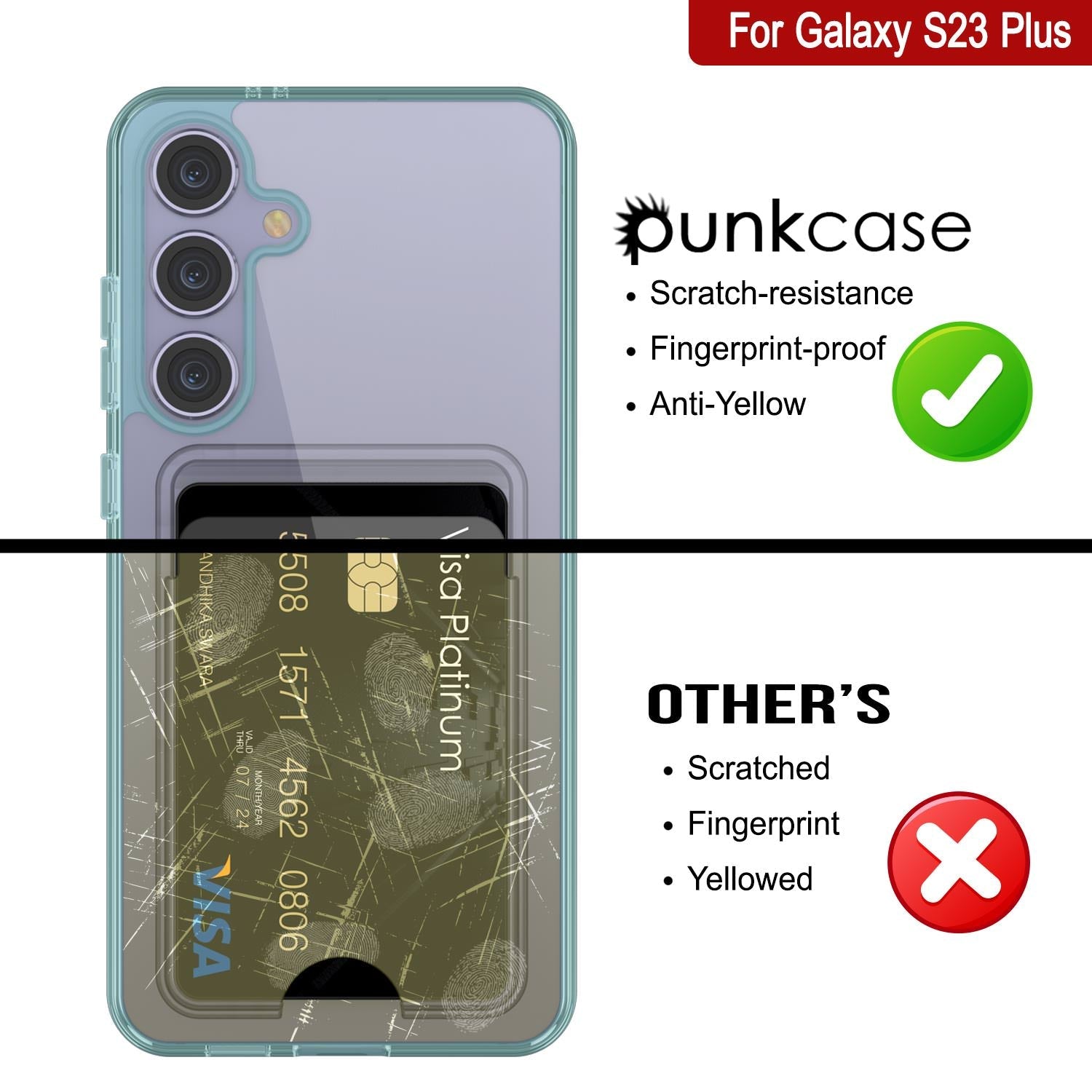 Galaxy S24 Plus Card Holder Case [Crystal CardSlot Series] [Slim Fit] [Teal]