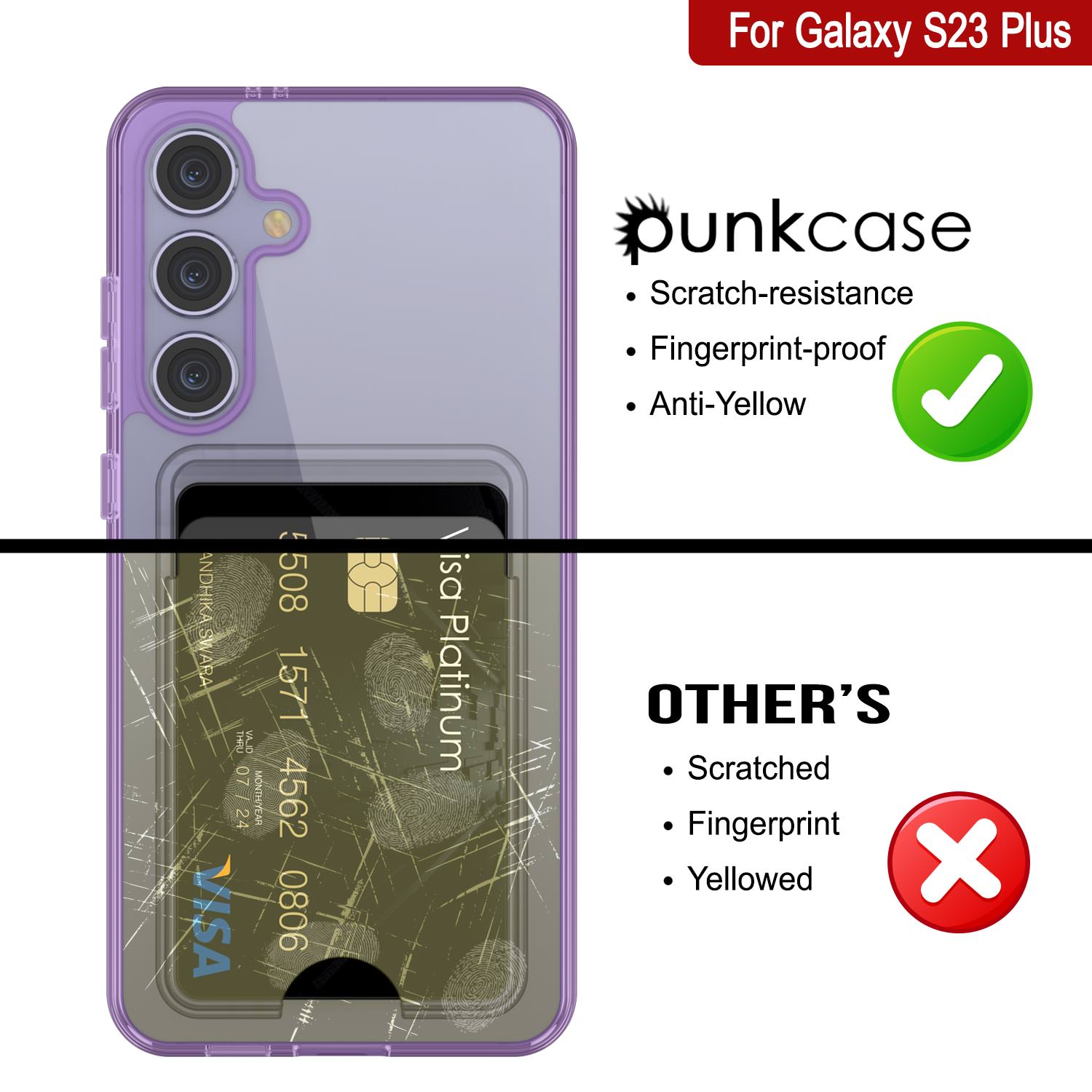 Galaxy S24 Plus Card Holder Case [Crystal CardSlot Series] [Slim Fit] [Purple]