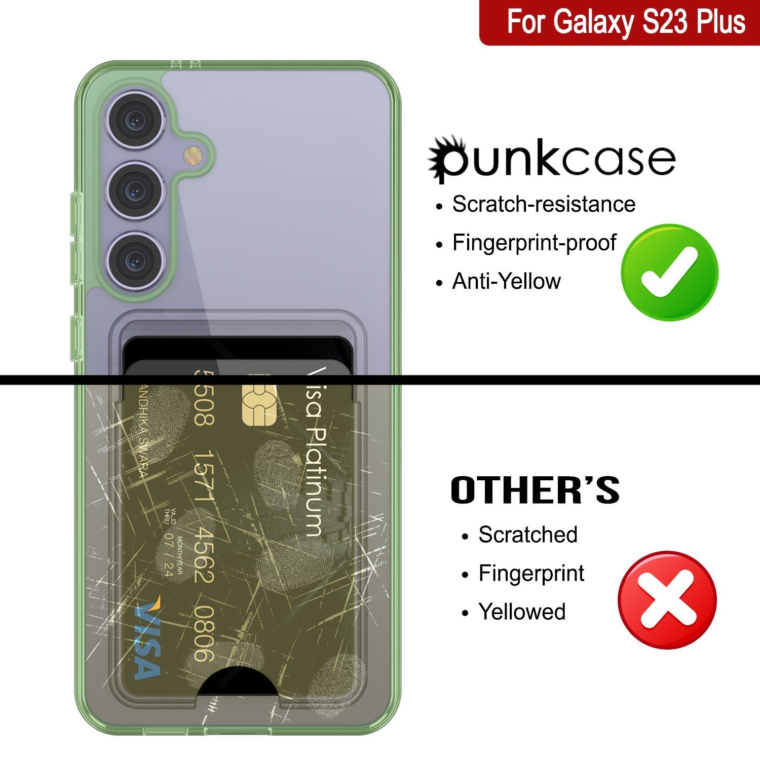 Galaxy S24 Plus Card Holder Case [Crystal CardSlot Series] [Slim Fit] [Green]