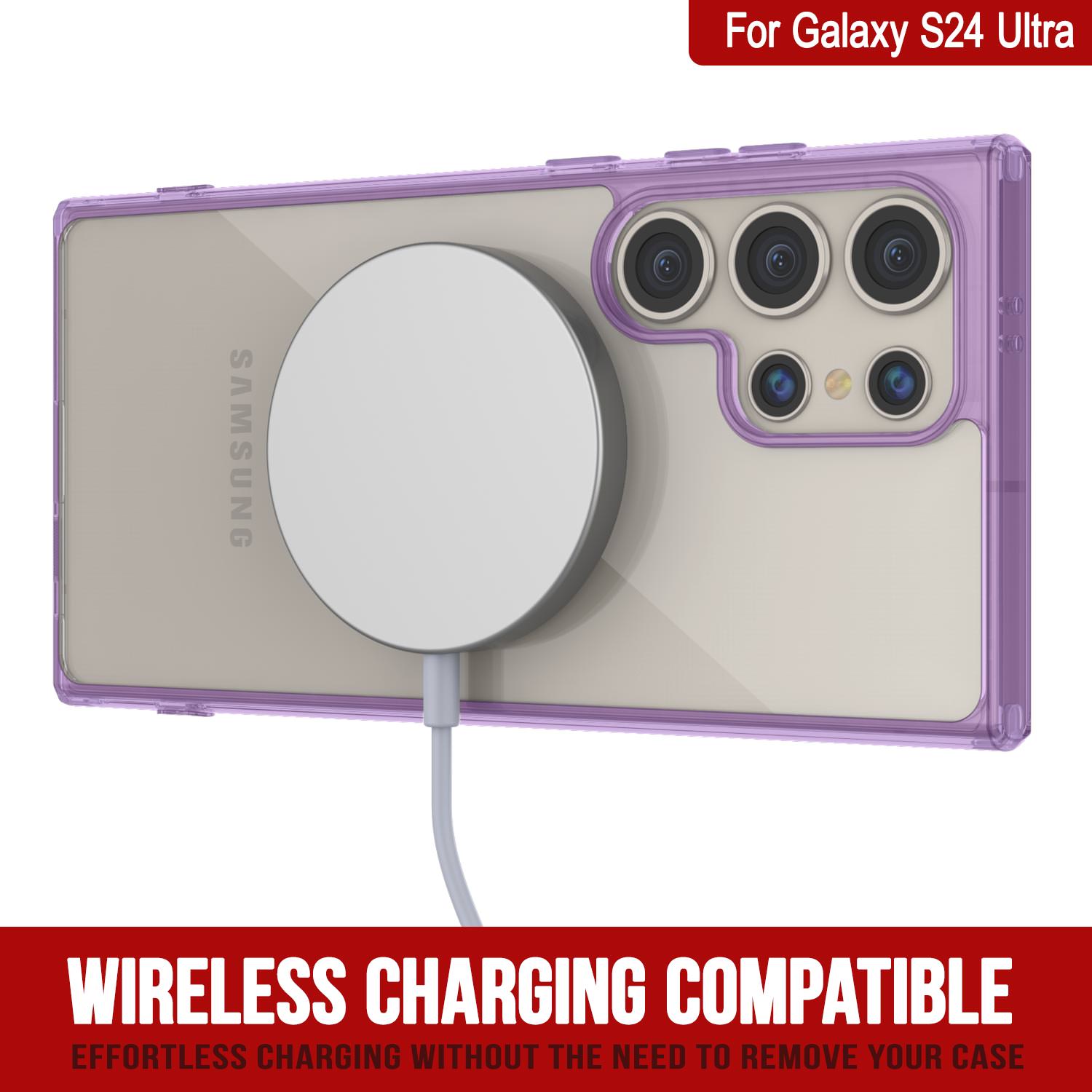 Galaxy S25 Ultra Magnetic Wireless Charging Case [Clear Acrylic Series] [Non-Slip] For Galaxy S25 Ultra [Purple]